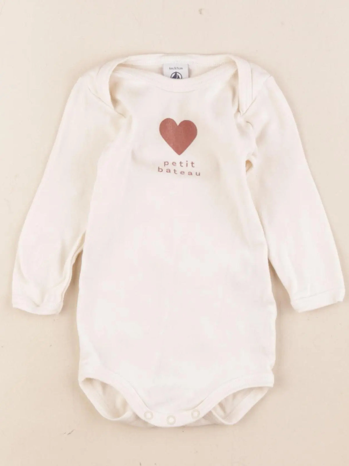 Petit Bateau - body beige - 6 mois