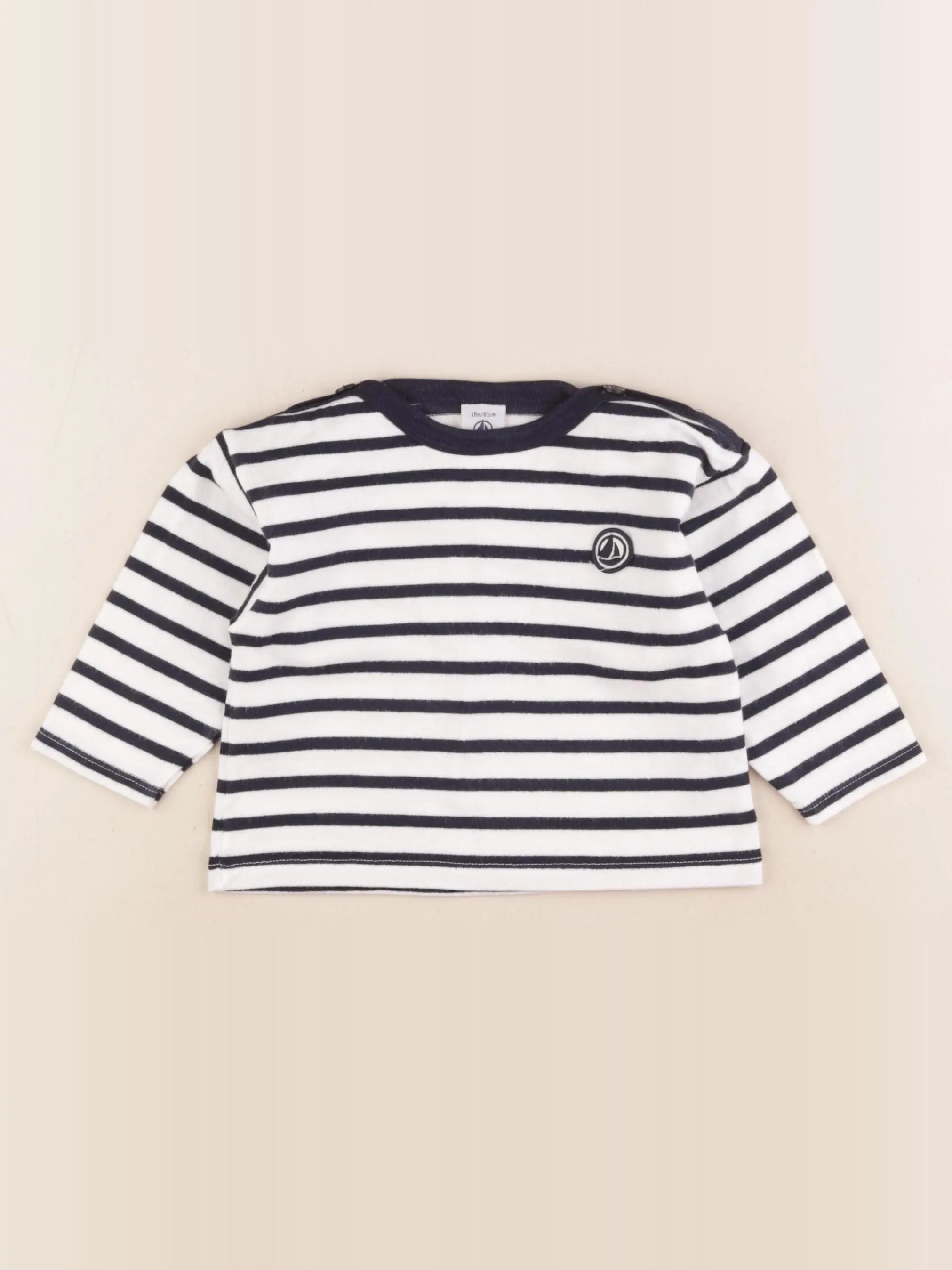 Petit Bateau - pull blanc, bleu - 18 mois