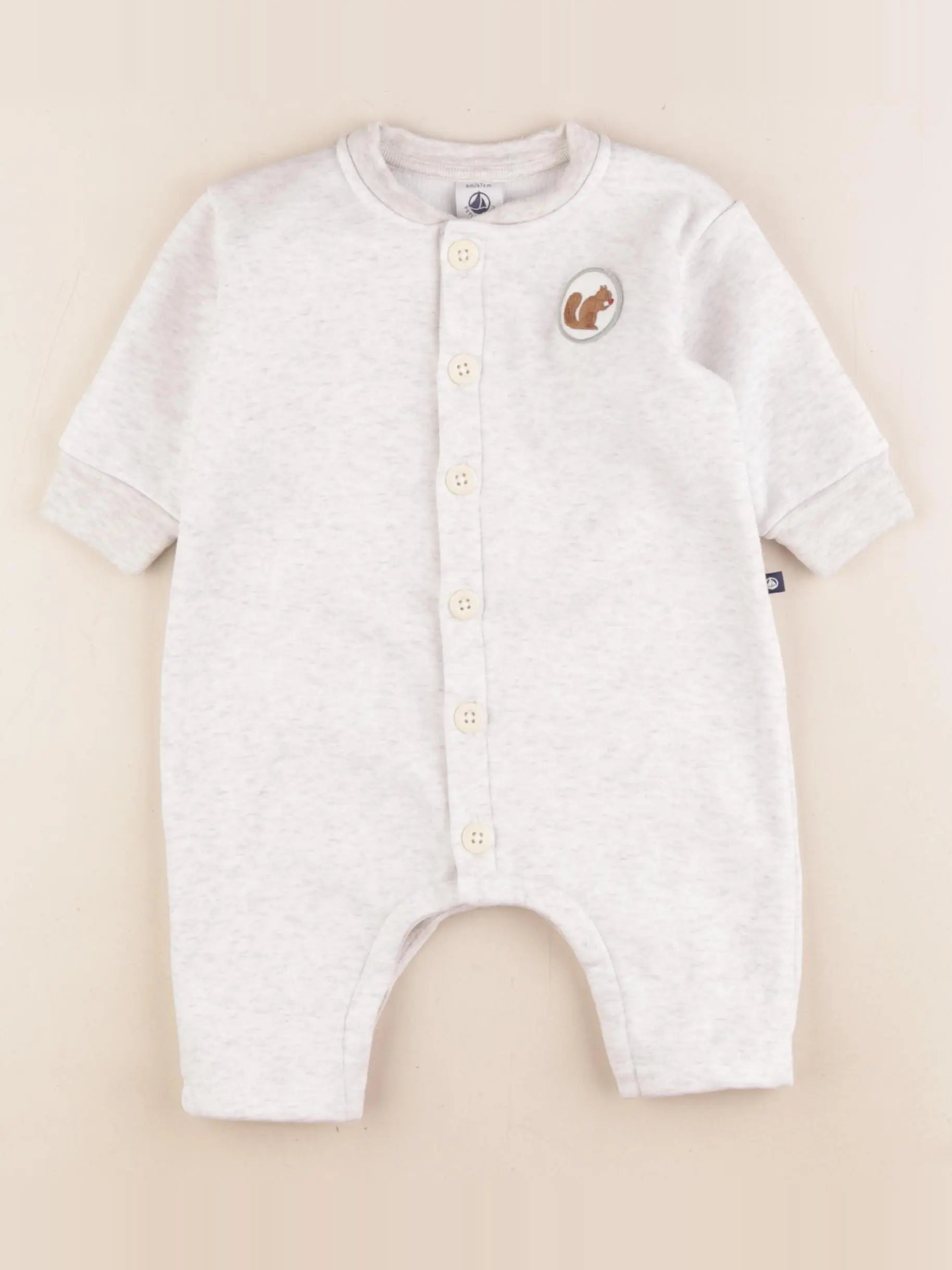 Petit Bateau - combinaison doublé gris - 6 mois