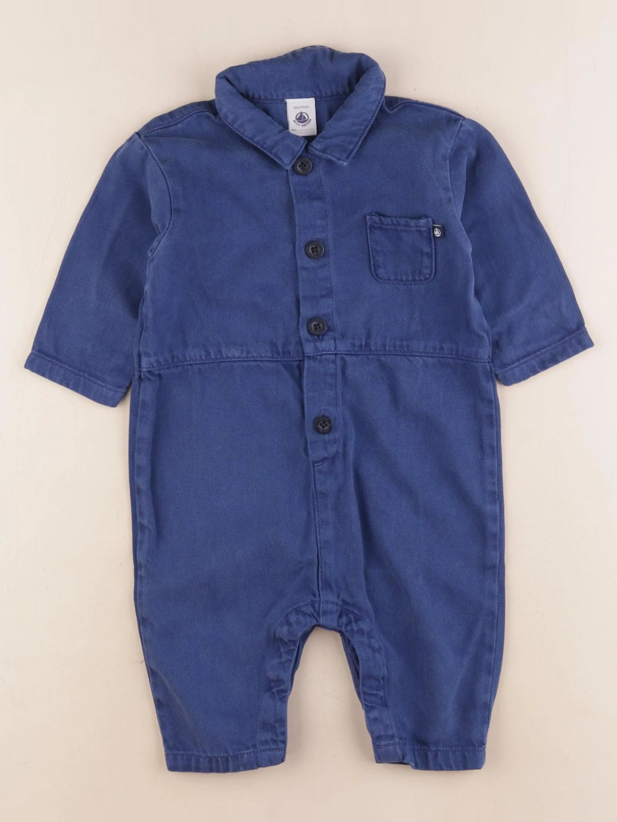 Petit Bateau - combinaison bleu - 12 mois