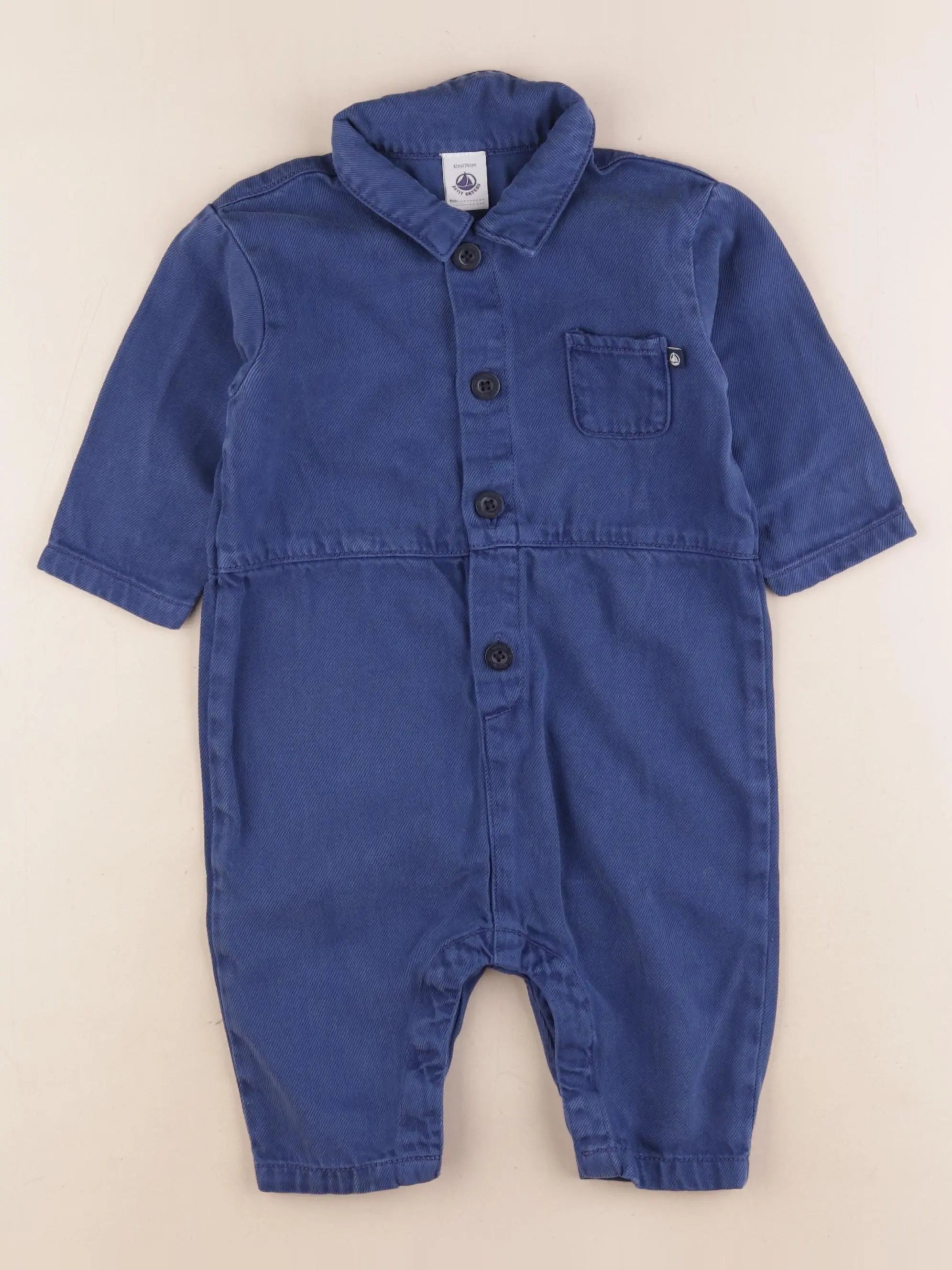 Petit Bateau - combinaison bleu - 12 mois