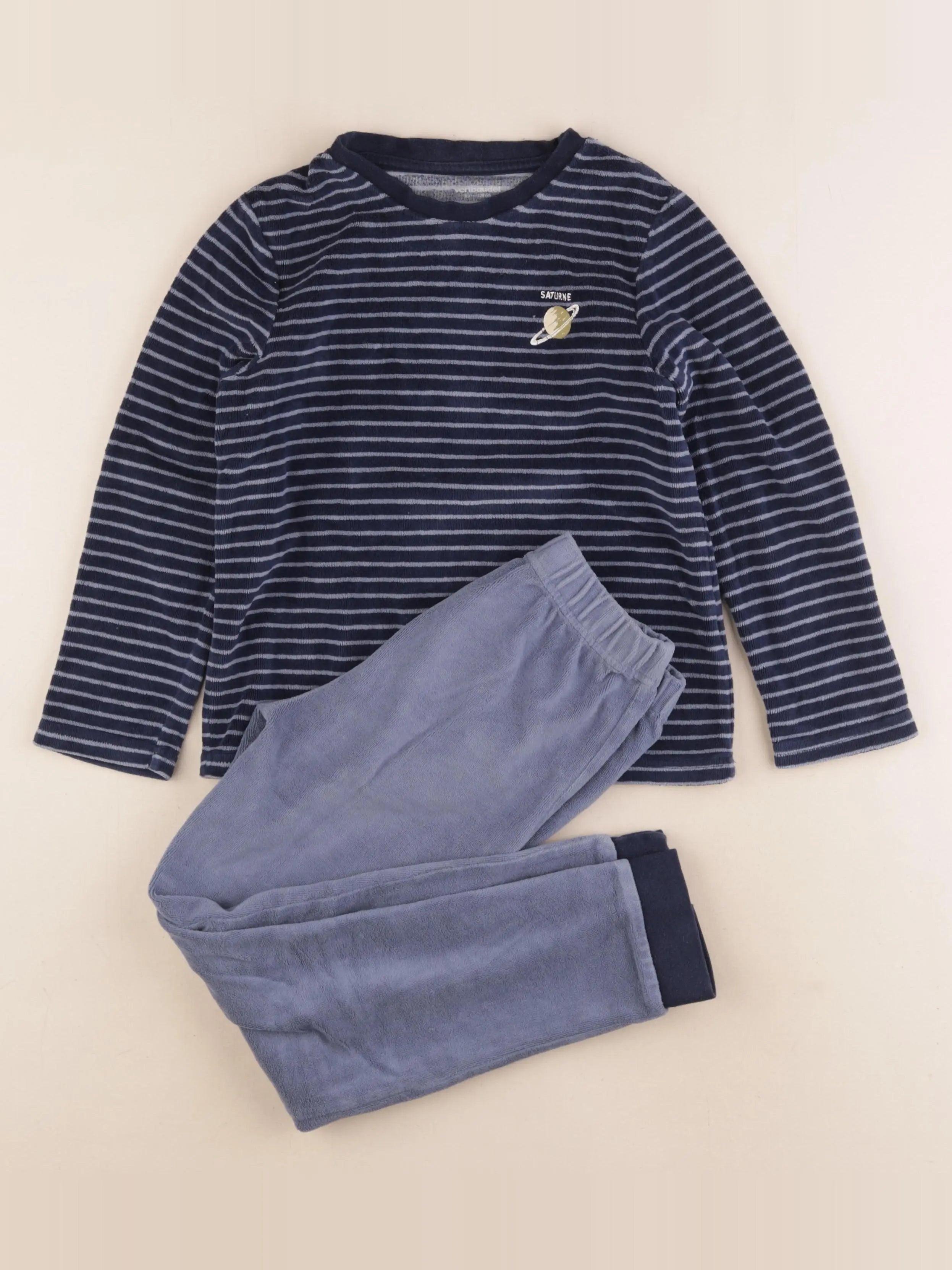 Vertbaudet - pyjama velours bleu - 8 ans