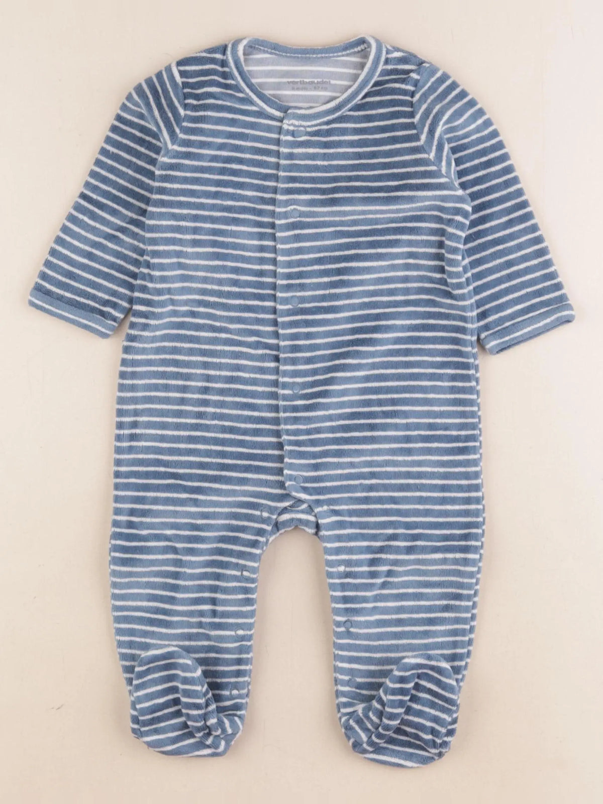 Vertbaudet - pyjama velours bleu, blanc - 6 mois