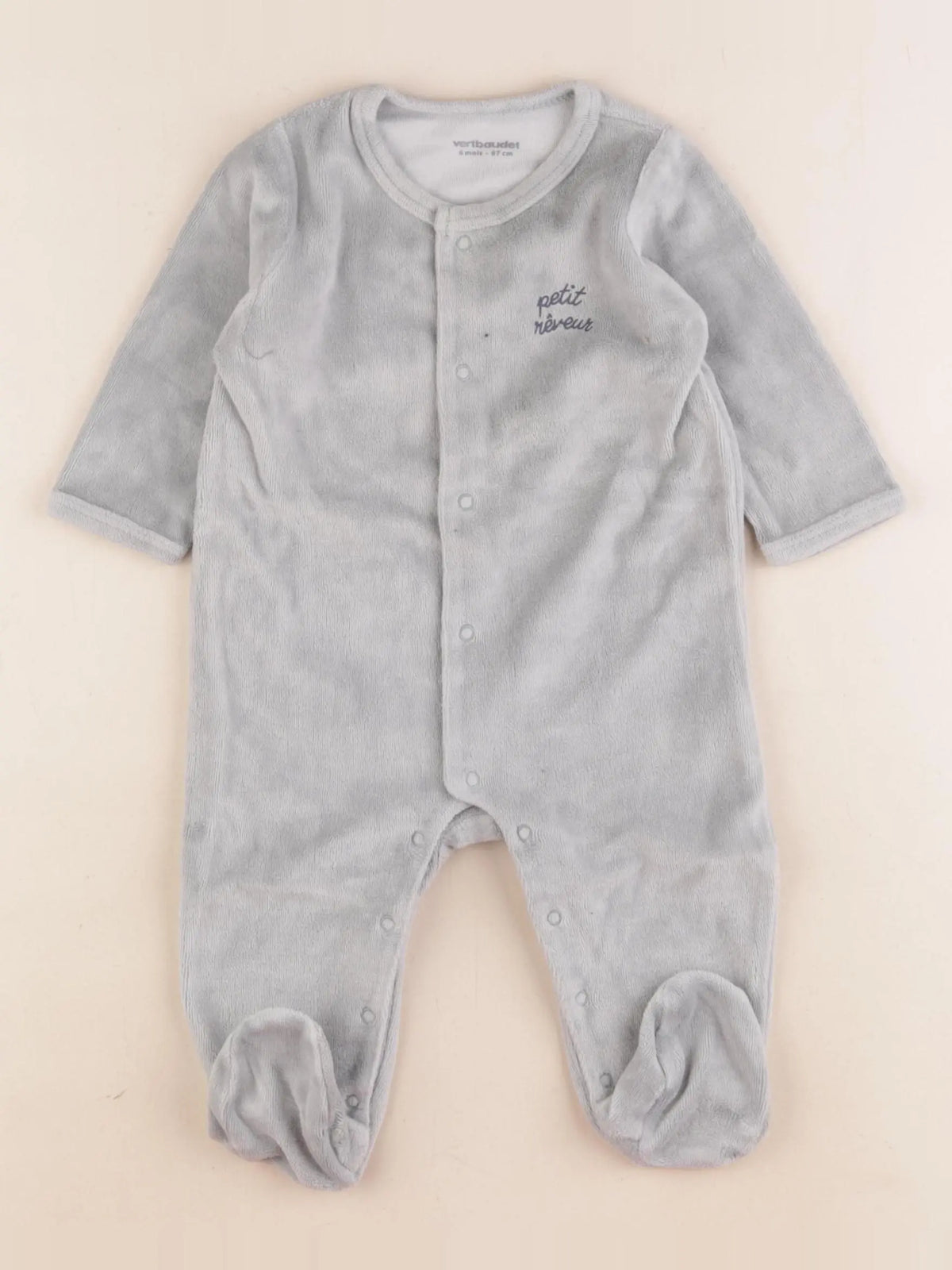 Vertbaudet - pyjama velours vert - 6 mois