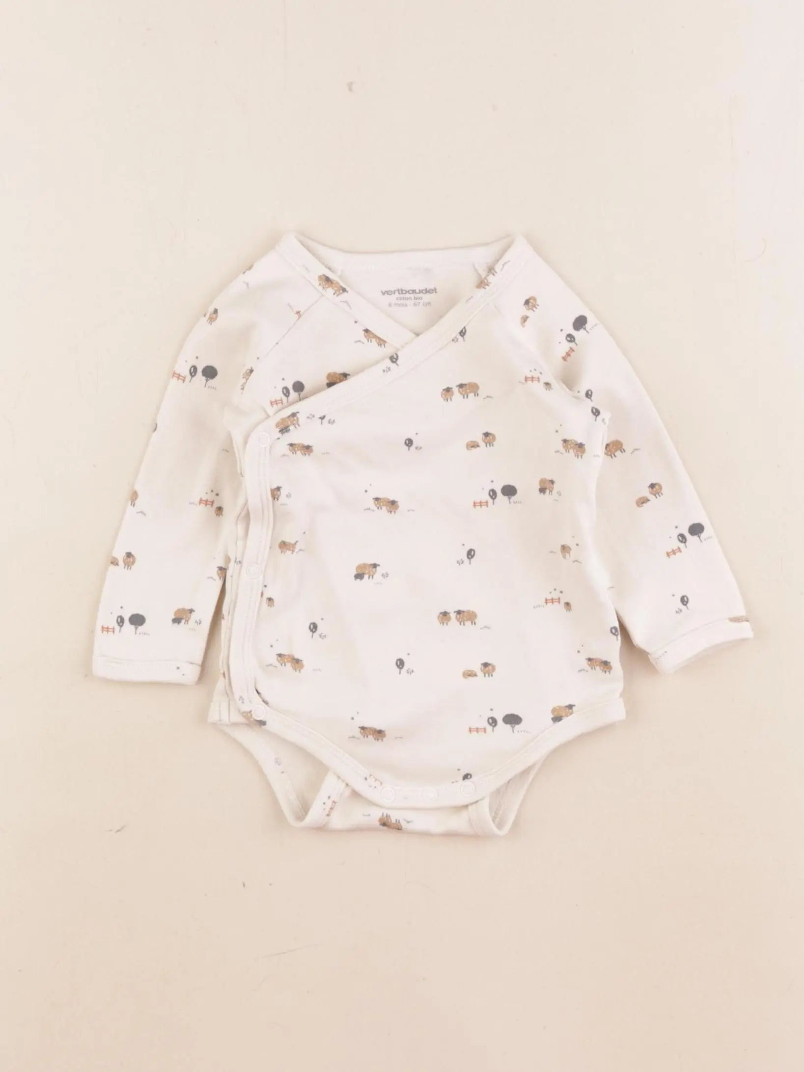 Vertbaudet - body beige - 6 mois