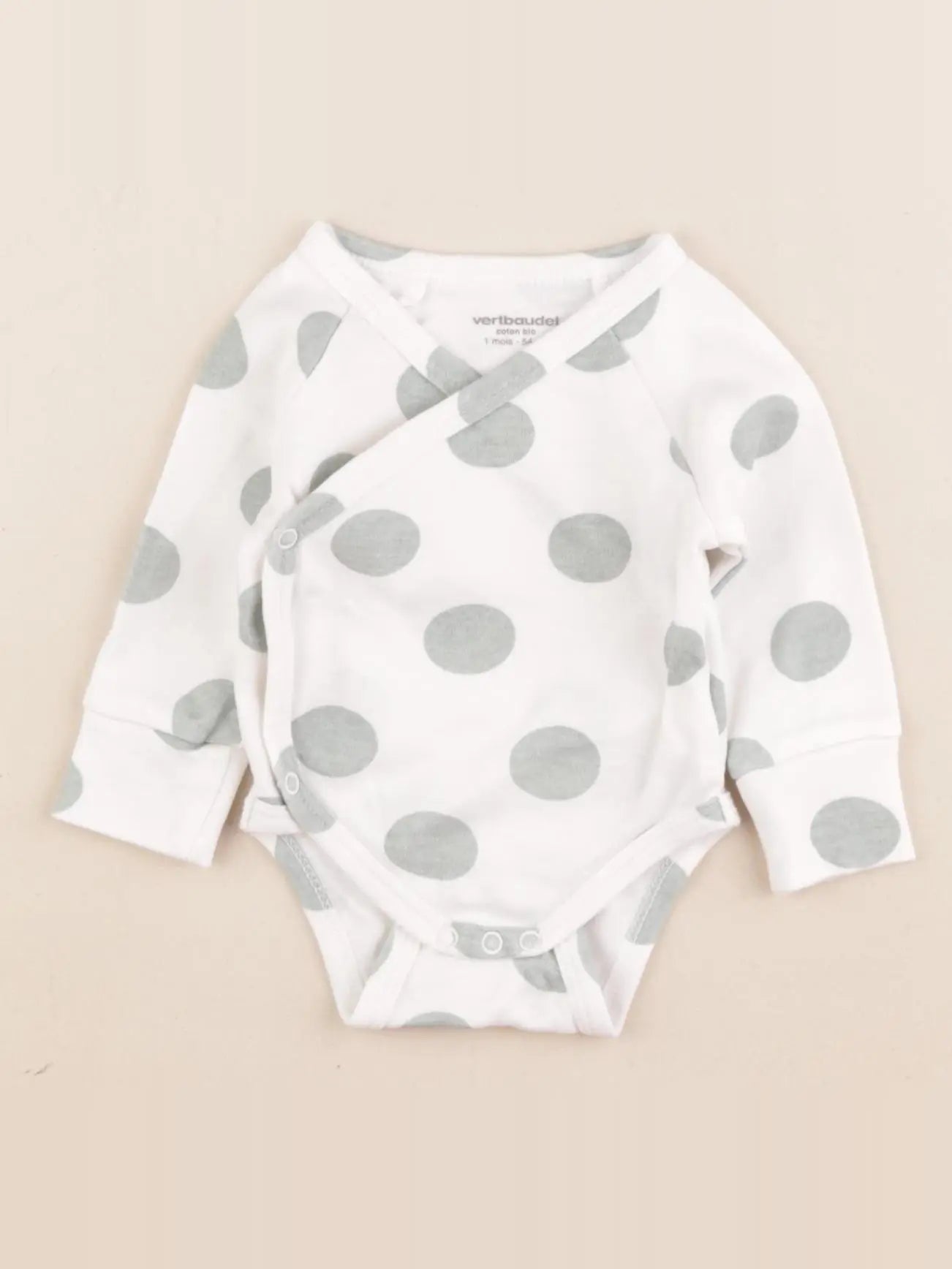 Vertbaudet - body blanc, vert - 1 mois