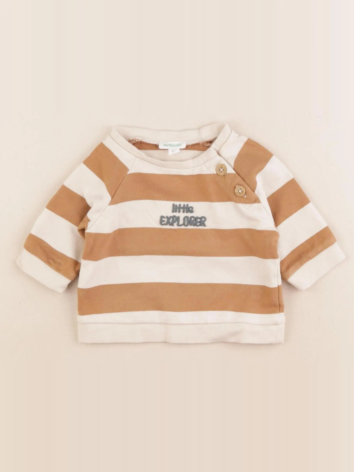 Vertbaudet - sweat beige, marron - 3 mois