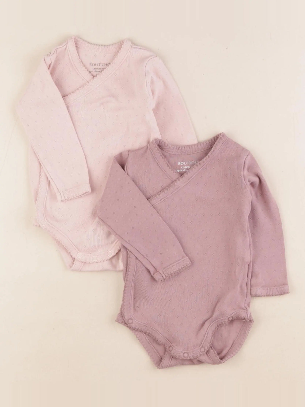Boutchou - lot de 2 bodies en coton rose, violet - 6 mois