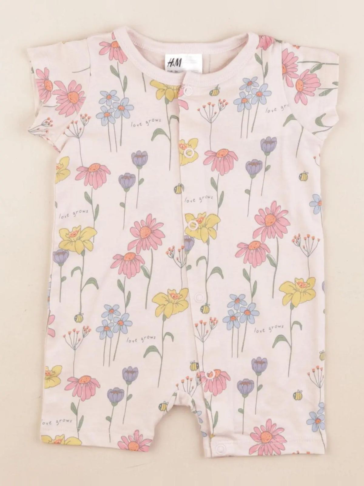 H&M - pyjama coton rose - 1/2 mois