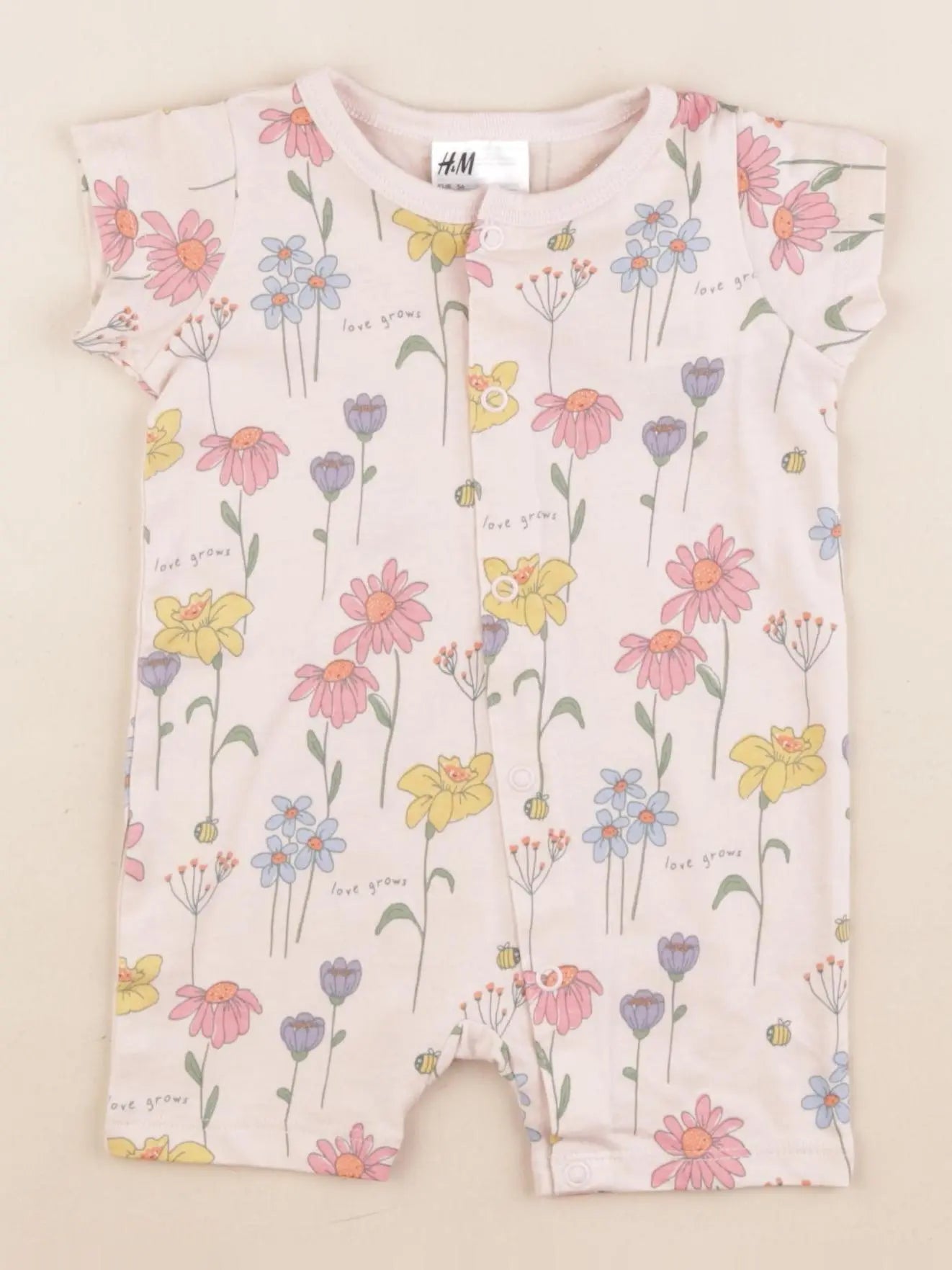 H&M - pyjama coton rose - 1/2 mois