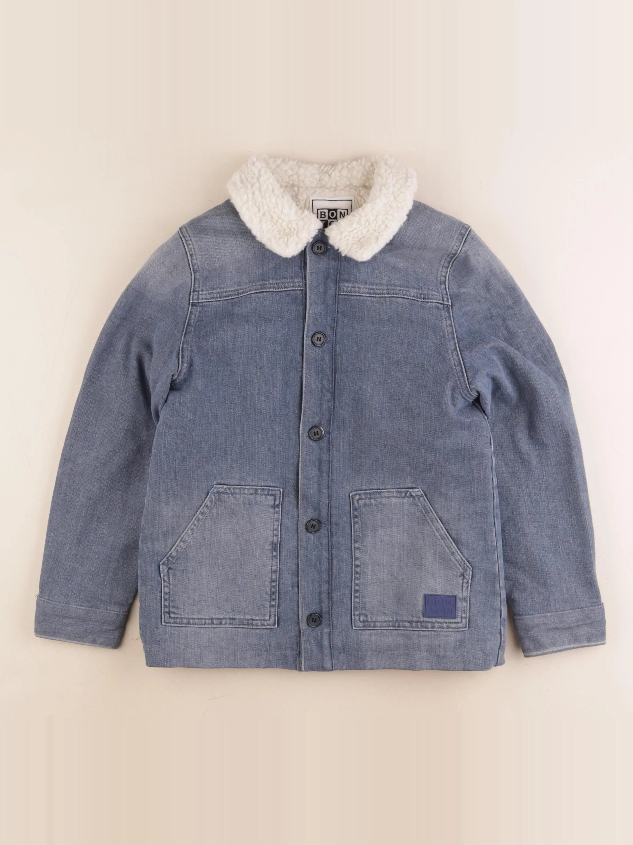Bonton - veste doublé, imprimé au dos bleu - 10 ans