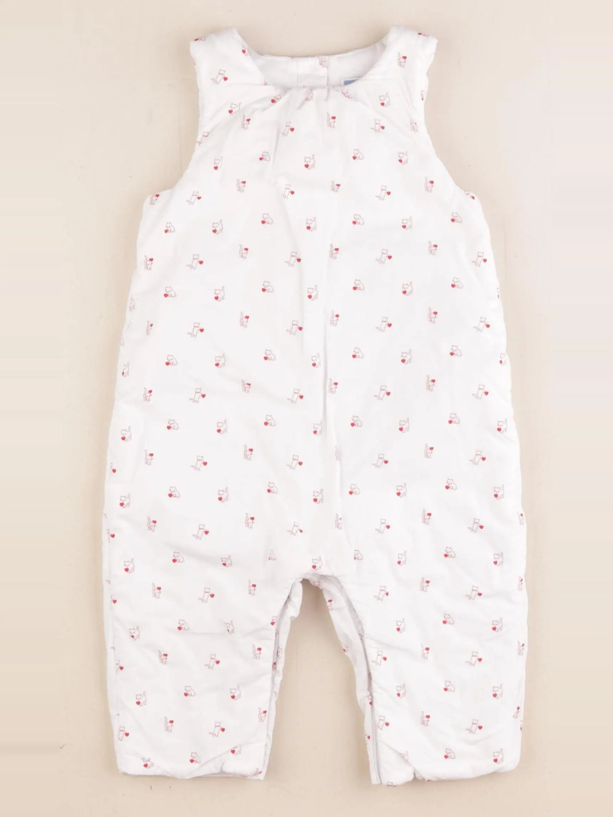 Jacadi - combinaison doublé blanc, rouge - 12 mois
