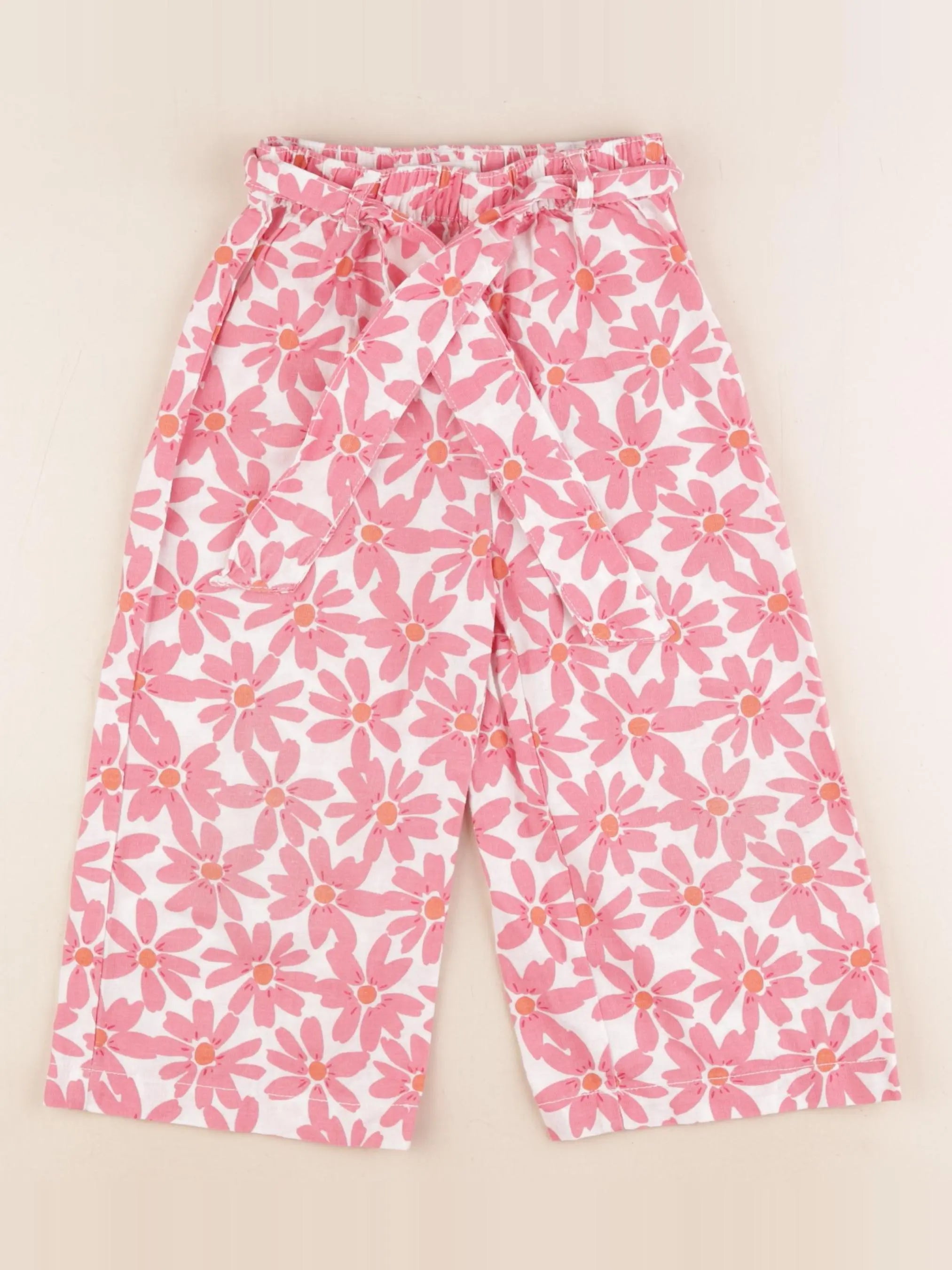 Vertbaudet - pantalon blanc, rose - 5 ans