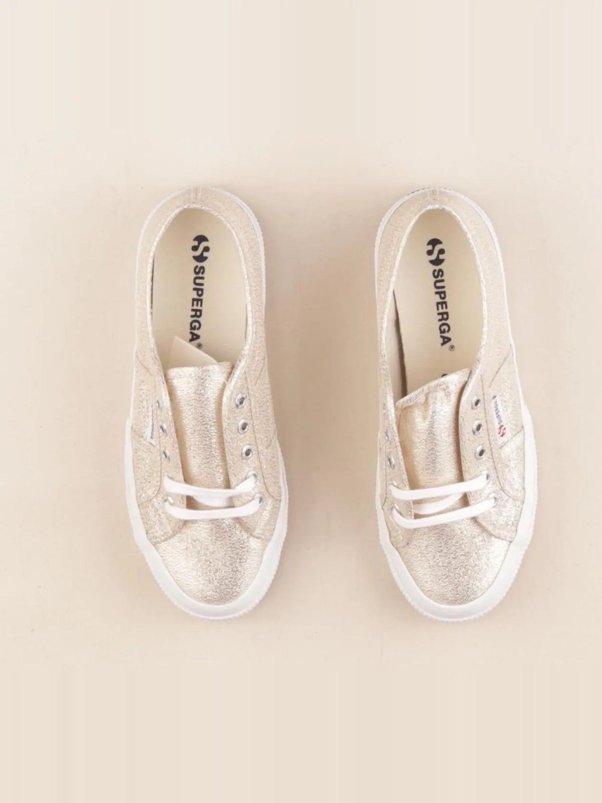 Superga - tennis à scratch/ lacets or - pointure 34