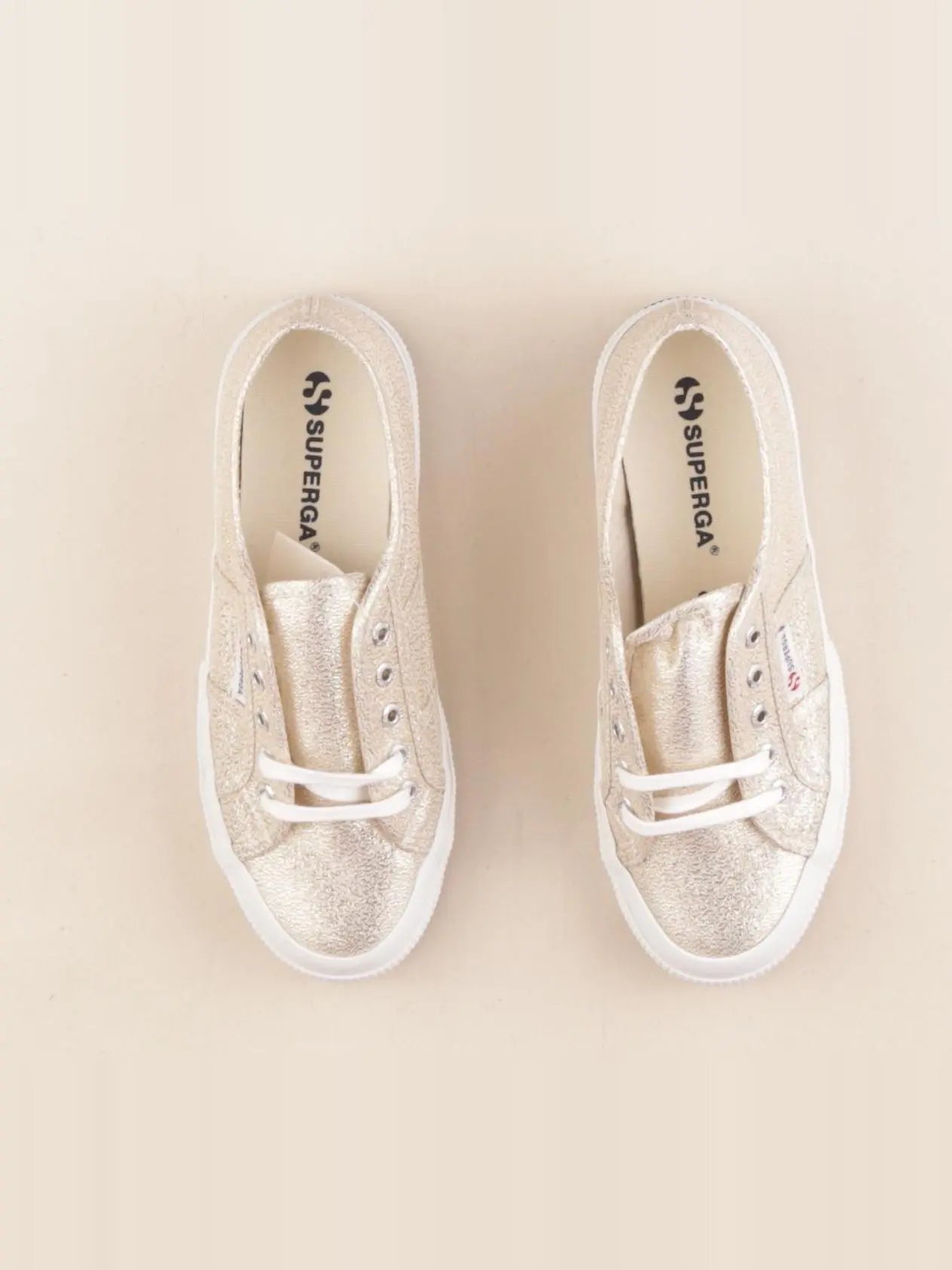 Superga - tennis à scratch/ lacets or - pointure 34