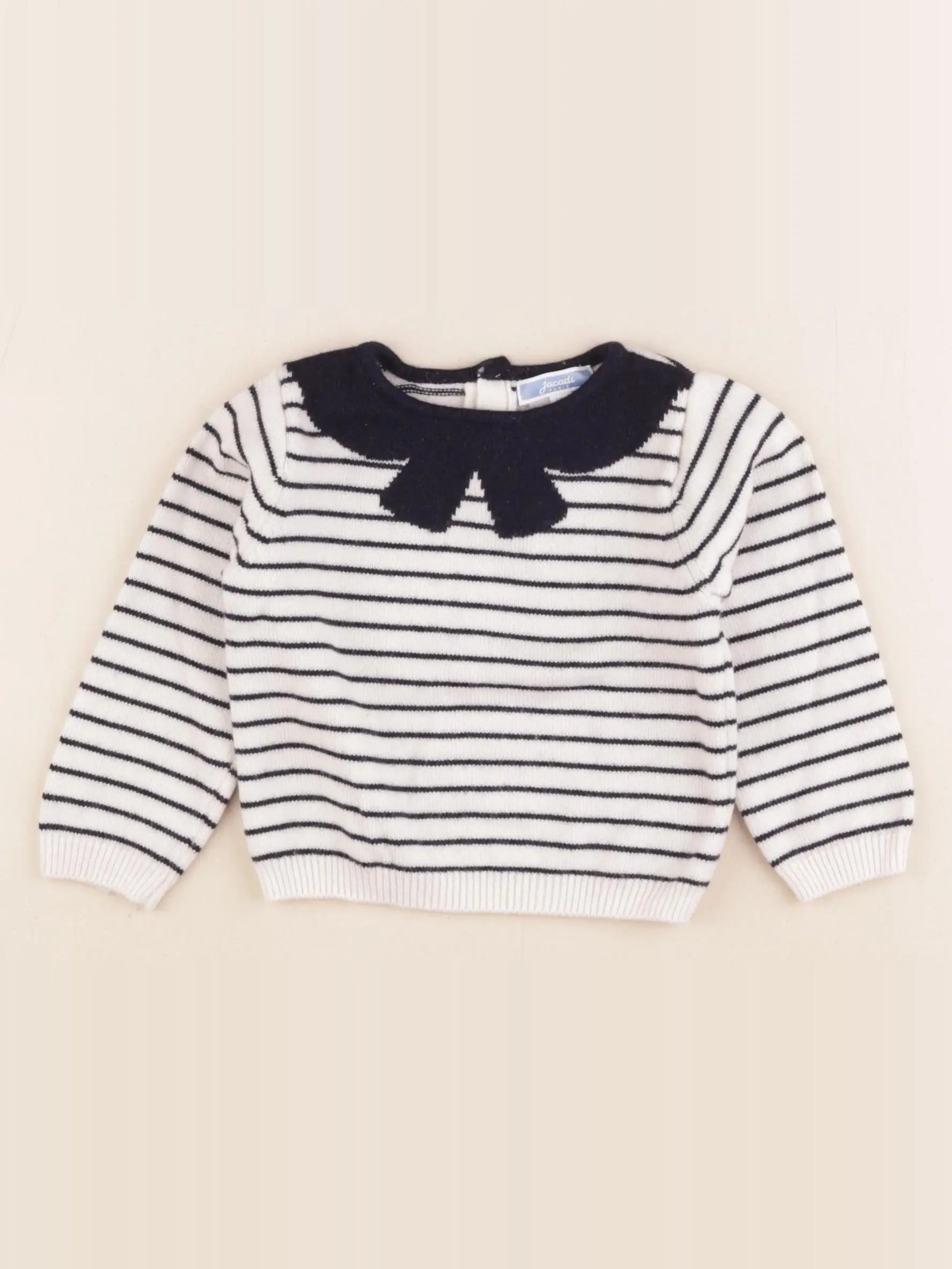 Jacadi - pull blanc, bleu - 18 mois