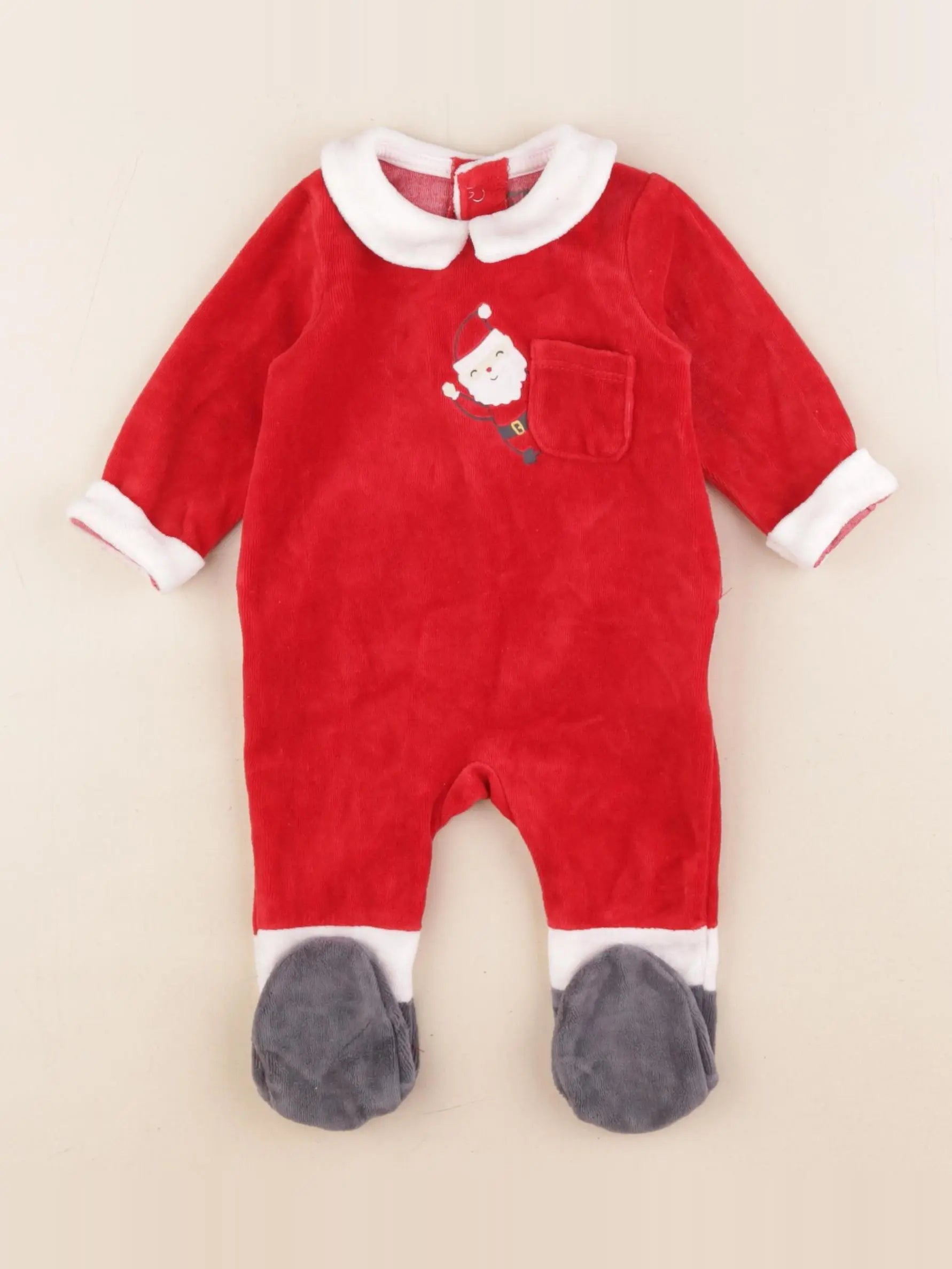 Vertbaudet - pyjama velours rouge - 3 mois