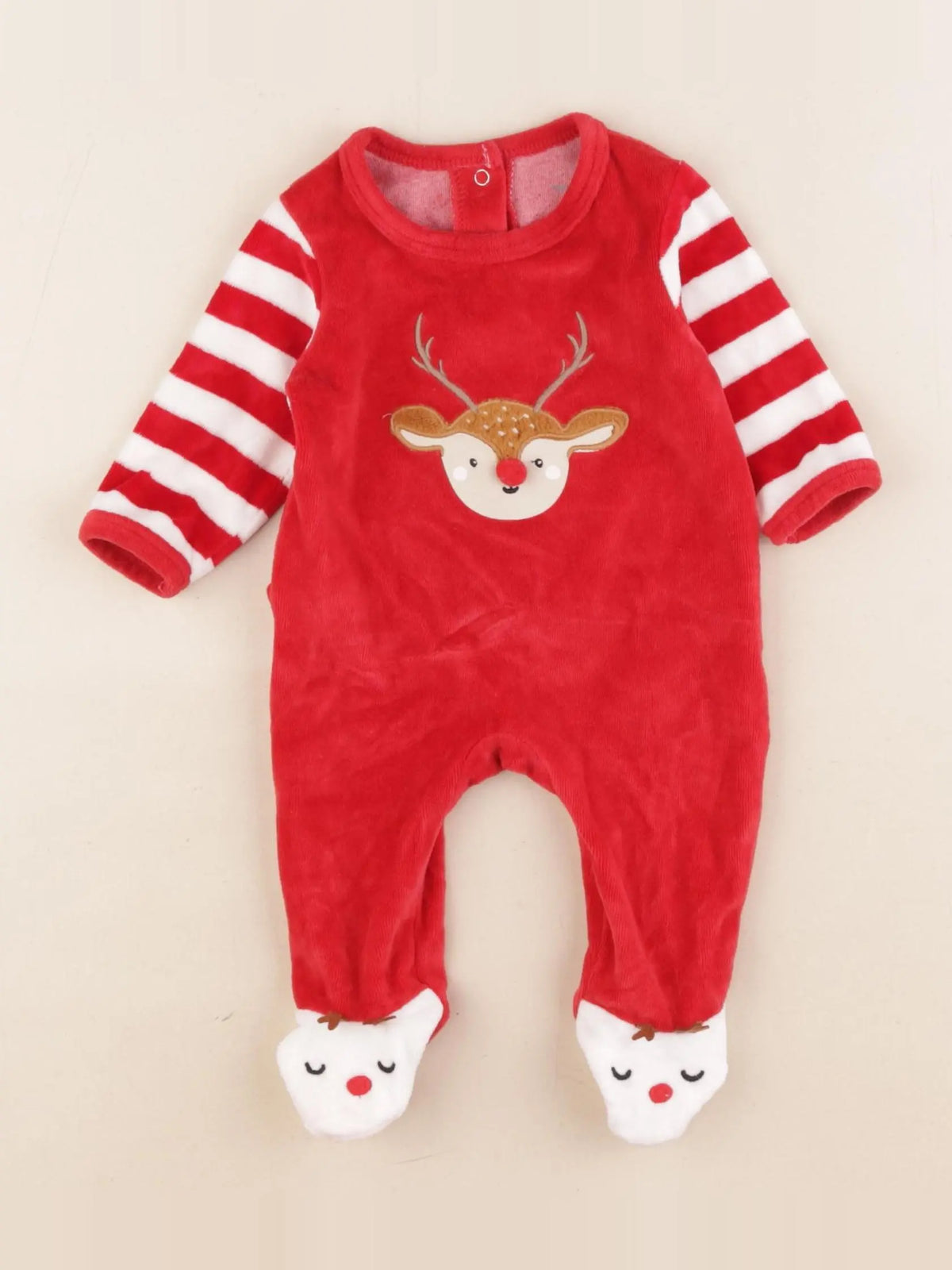 Vertbaudet - pyjama velours rouge - 1 mois