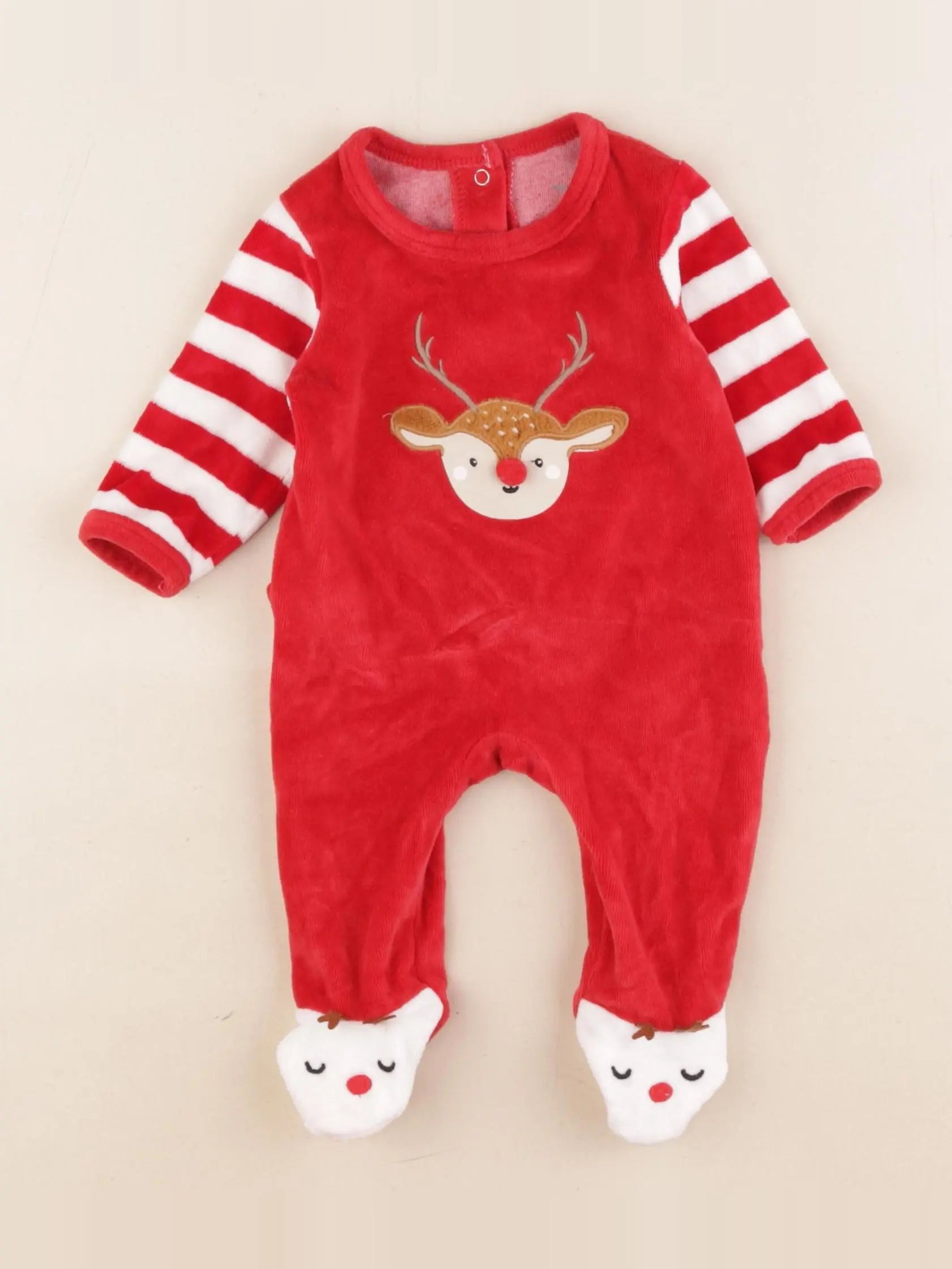 Vertbaudet - pyjama velours rouge - 1 mois