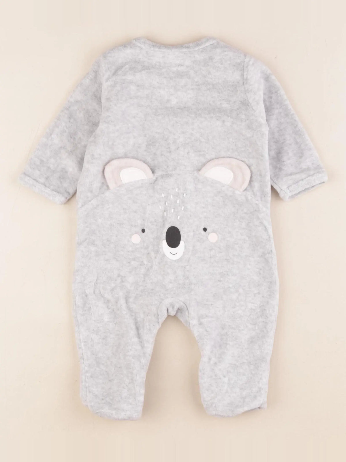 Vertbaudet - pyjama velours gris - 1 mois