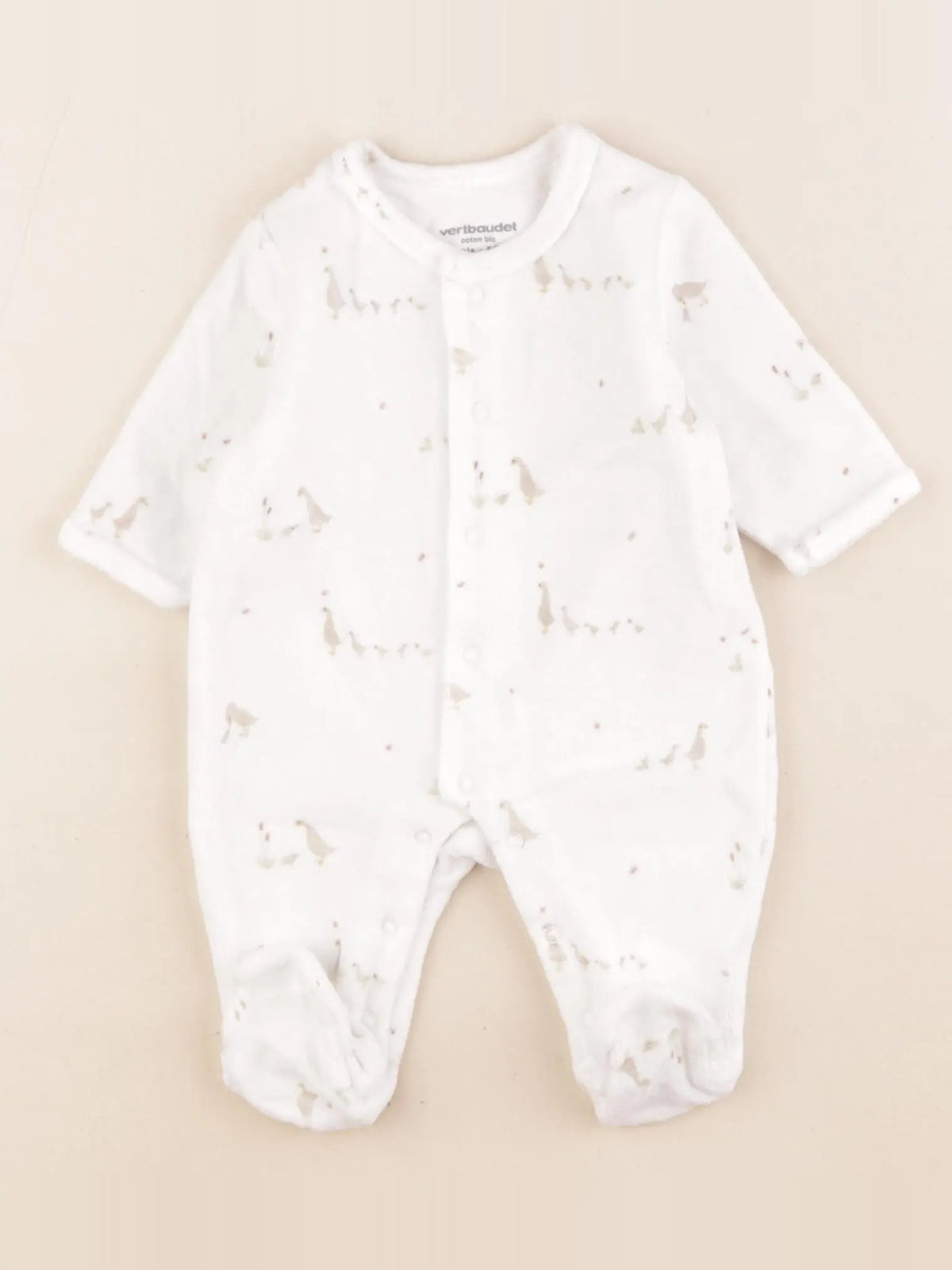 Vertbaudet - pyjama velours blanc - 1 mois