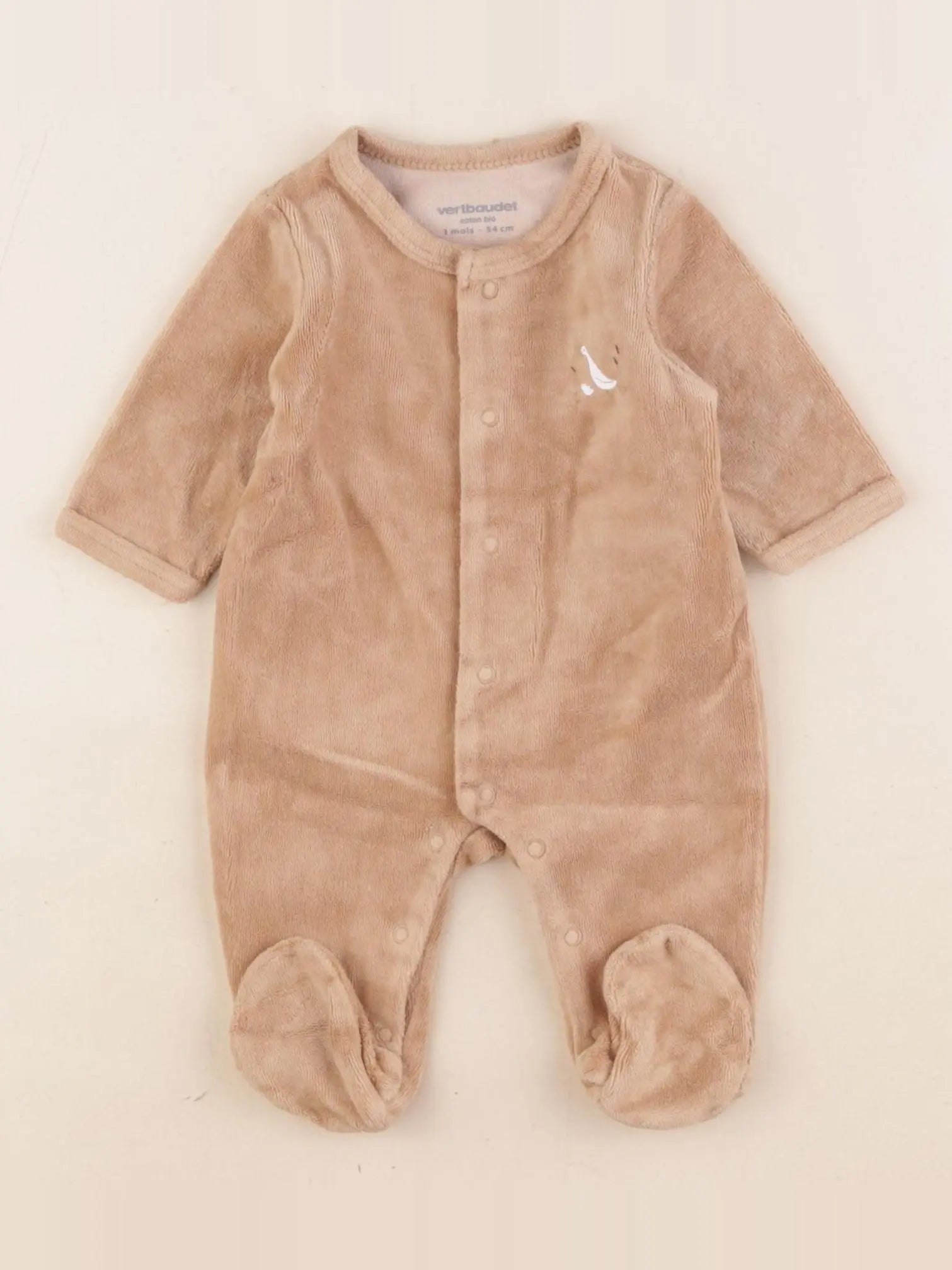 Vertbaudet - pyjama velours marron - 3 mois