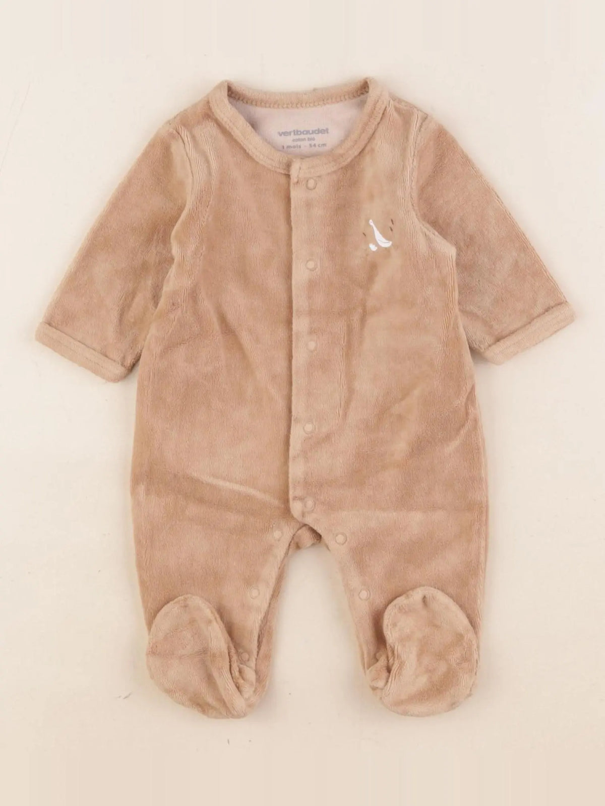 Vertbaudet - pyjama velours marron - 1 mois
