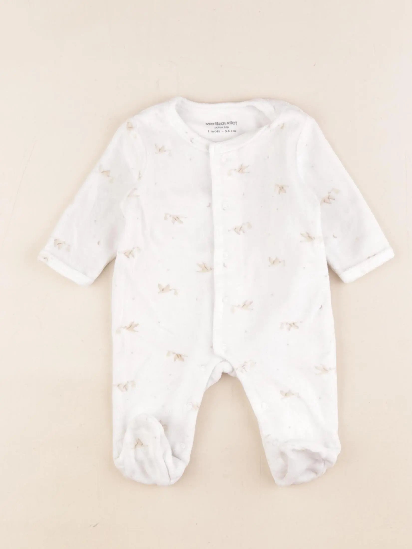 Vertbaudet - pyjama velours blanc - 3 mois