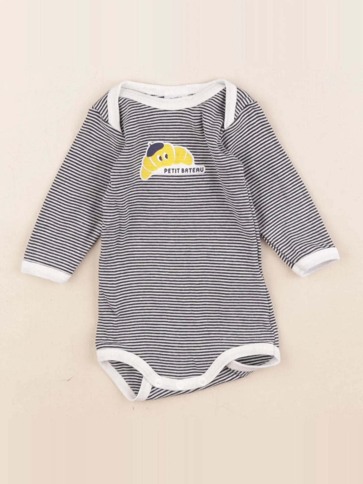 Petit Bateau - body bleu, blanc - 3 mois