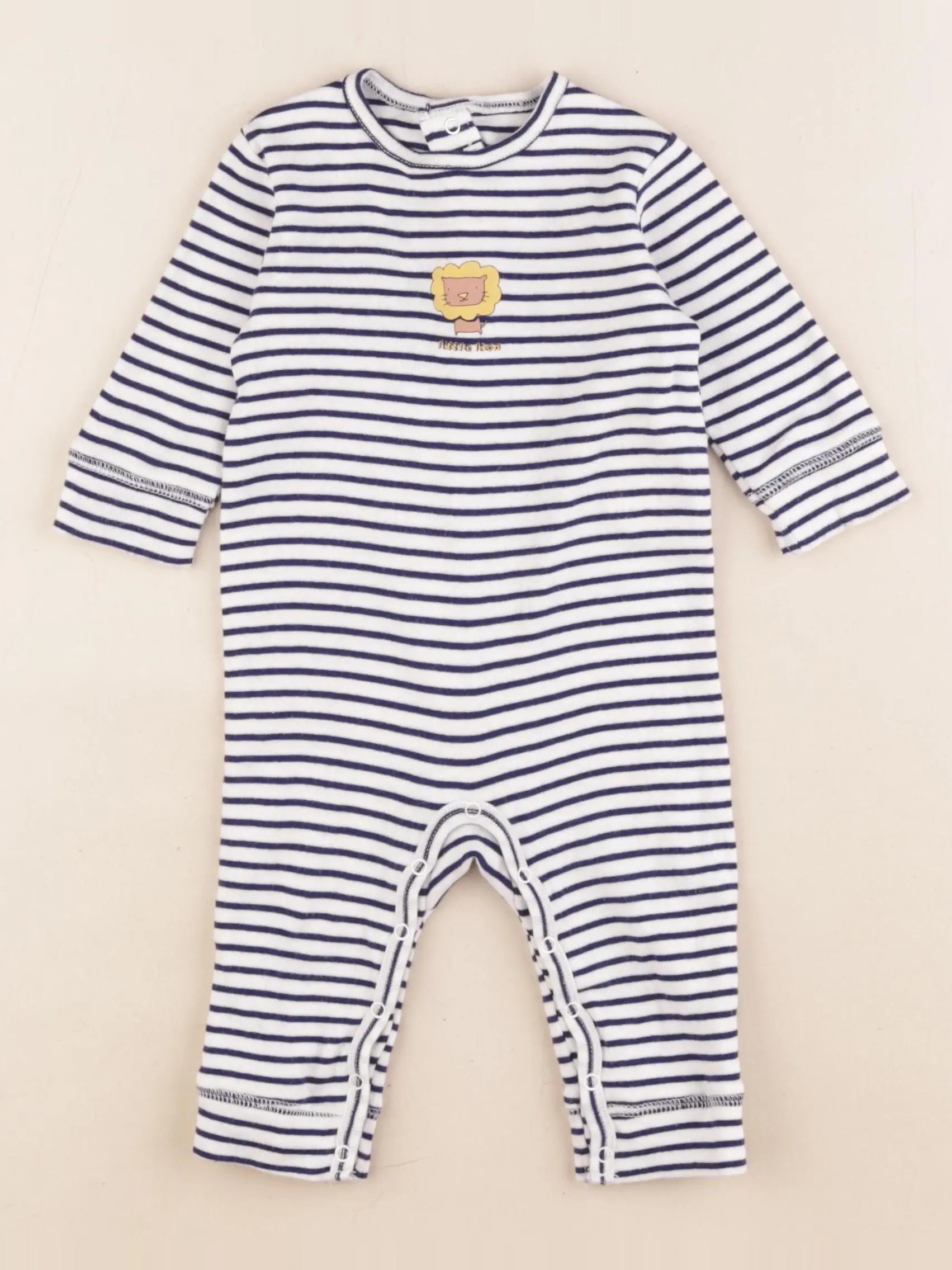 Boutchou - pyjama coton blanc, bleu - 6 mois