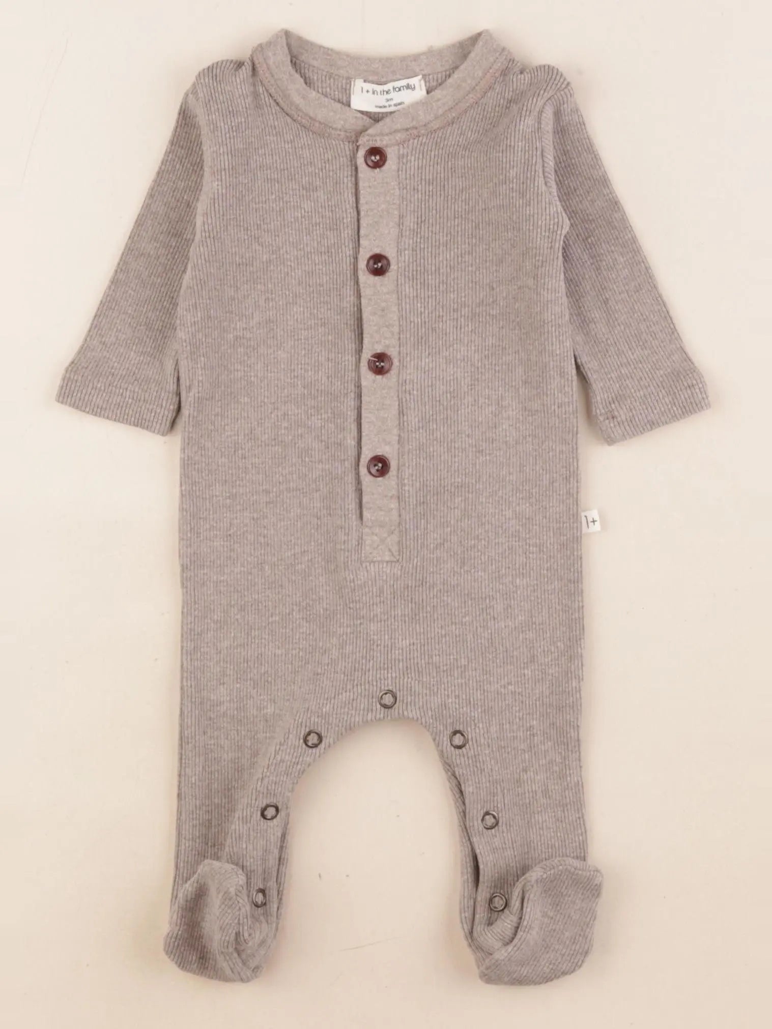 1+ In the family - pyjama coton marron - 3 mois