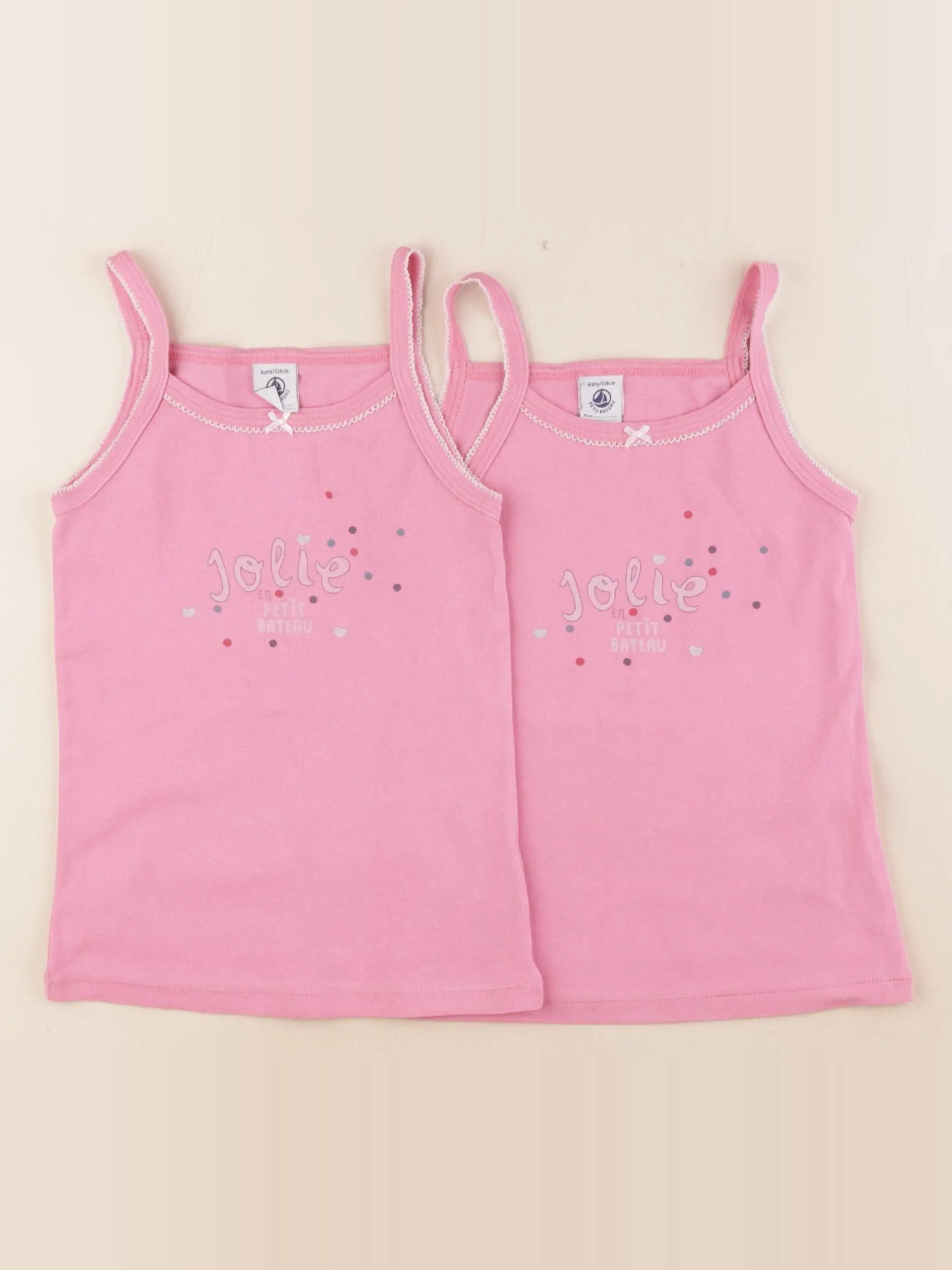 Petit Bateau - lot de 2 maillots de corps rose - 6 ans