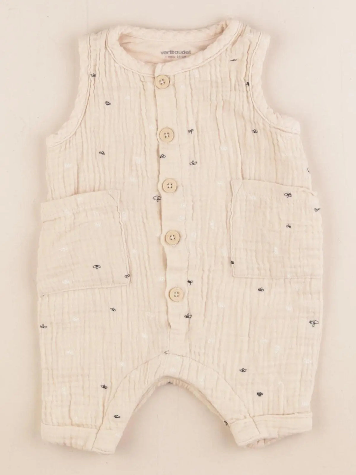 Vertbaudet - combinaison doublé beige, or - 1 mois