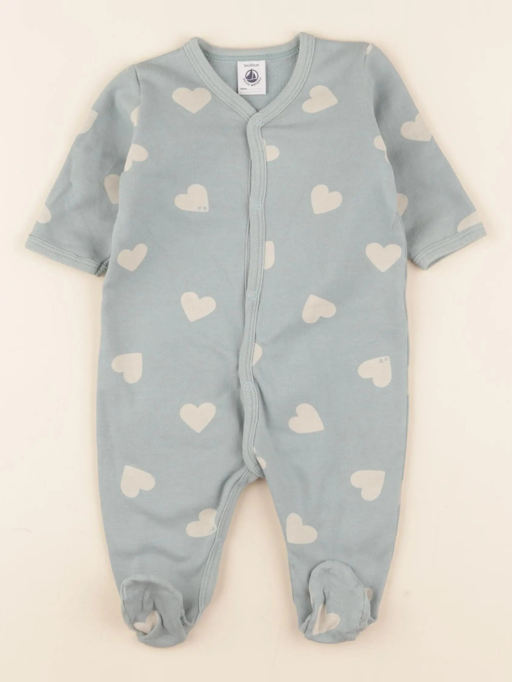 Petit Bateau - pyjama coton bleu - 3 mois