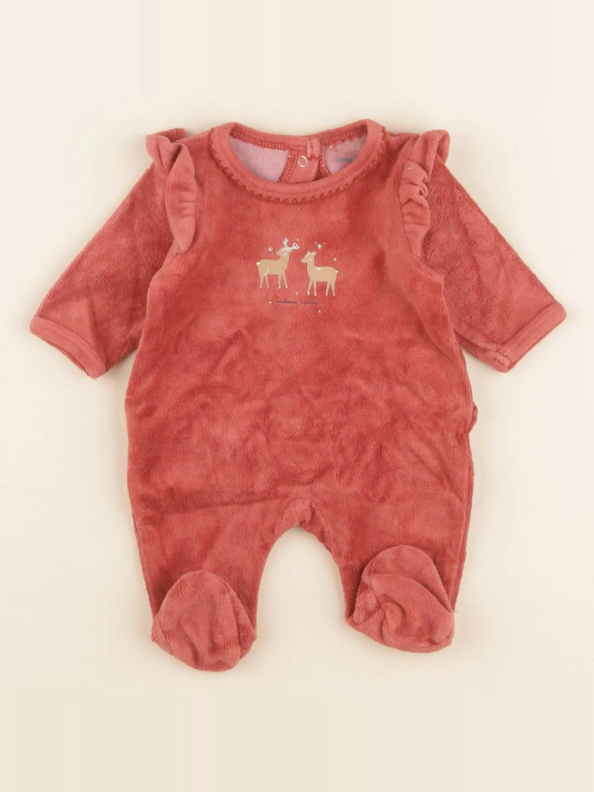 Vertbaudet - pyjama velours rouge, or - 0 mois