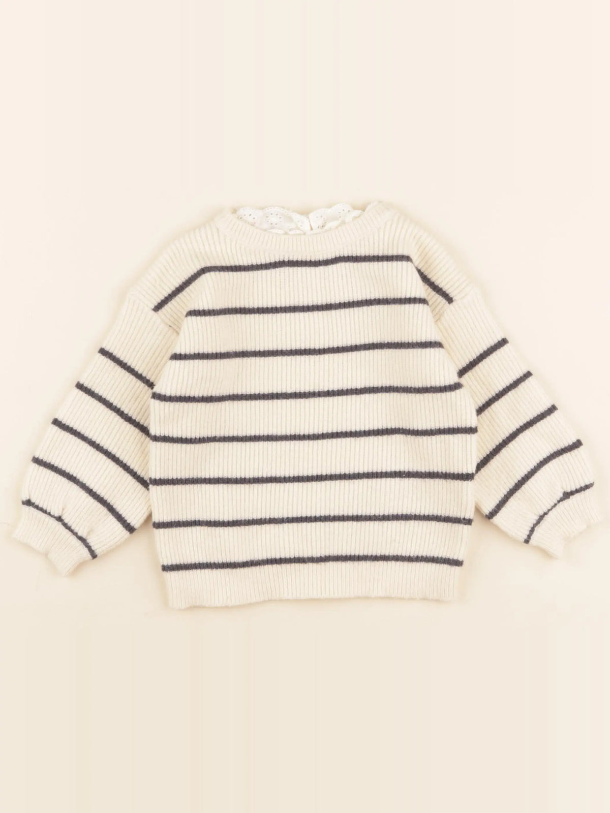 Vertbaudet - pull beige, bleu - 18 mois