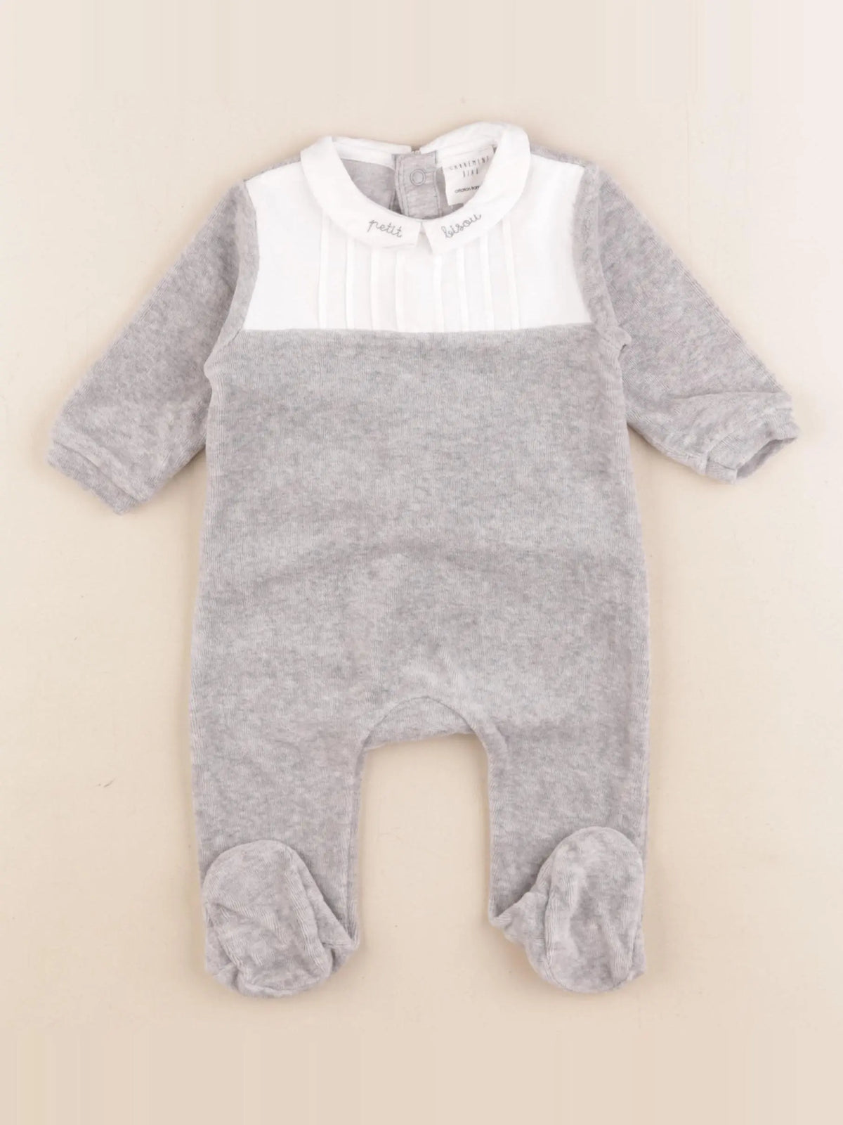 Carrément Beau - pyjama velours gris - 3 mois