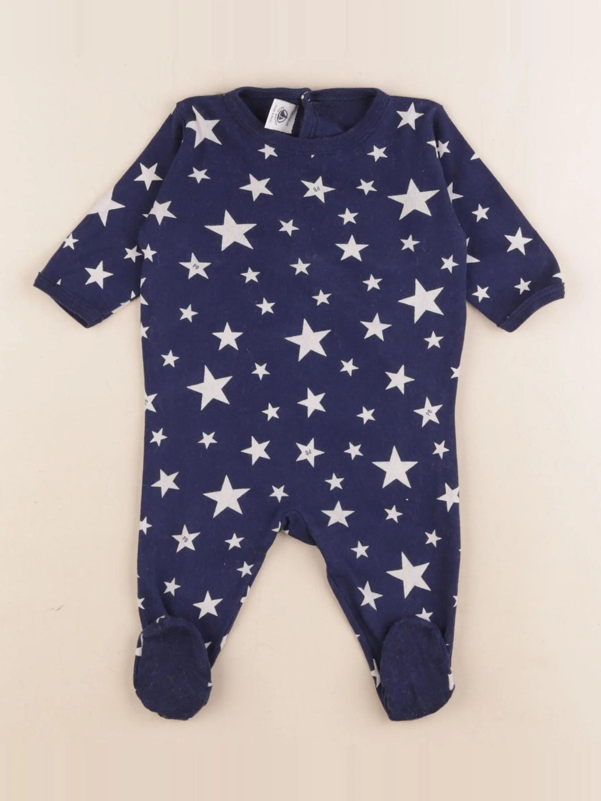 Petit Bateau - pyjama coton bleu, blanc - 3 mois