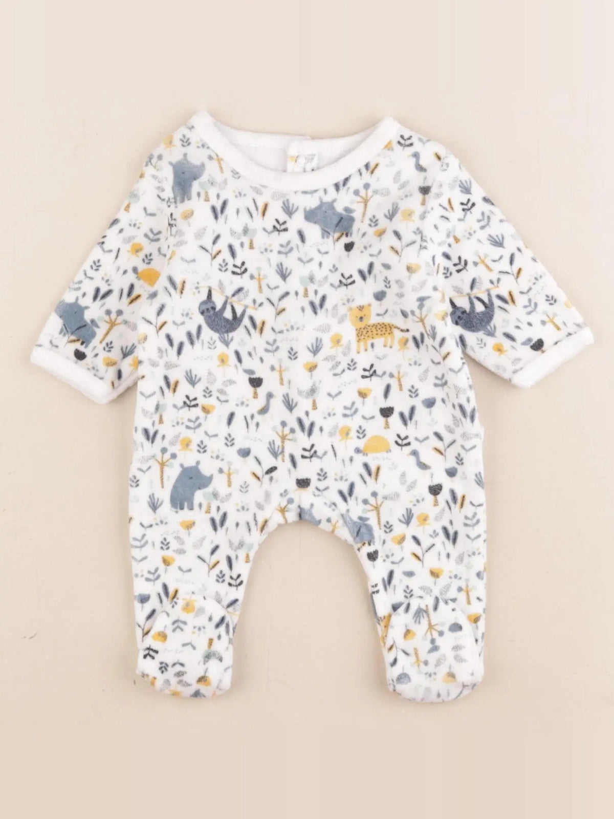 Vertbaudet - pyjama velours bleu - 0 mois
