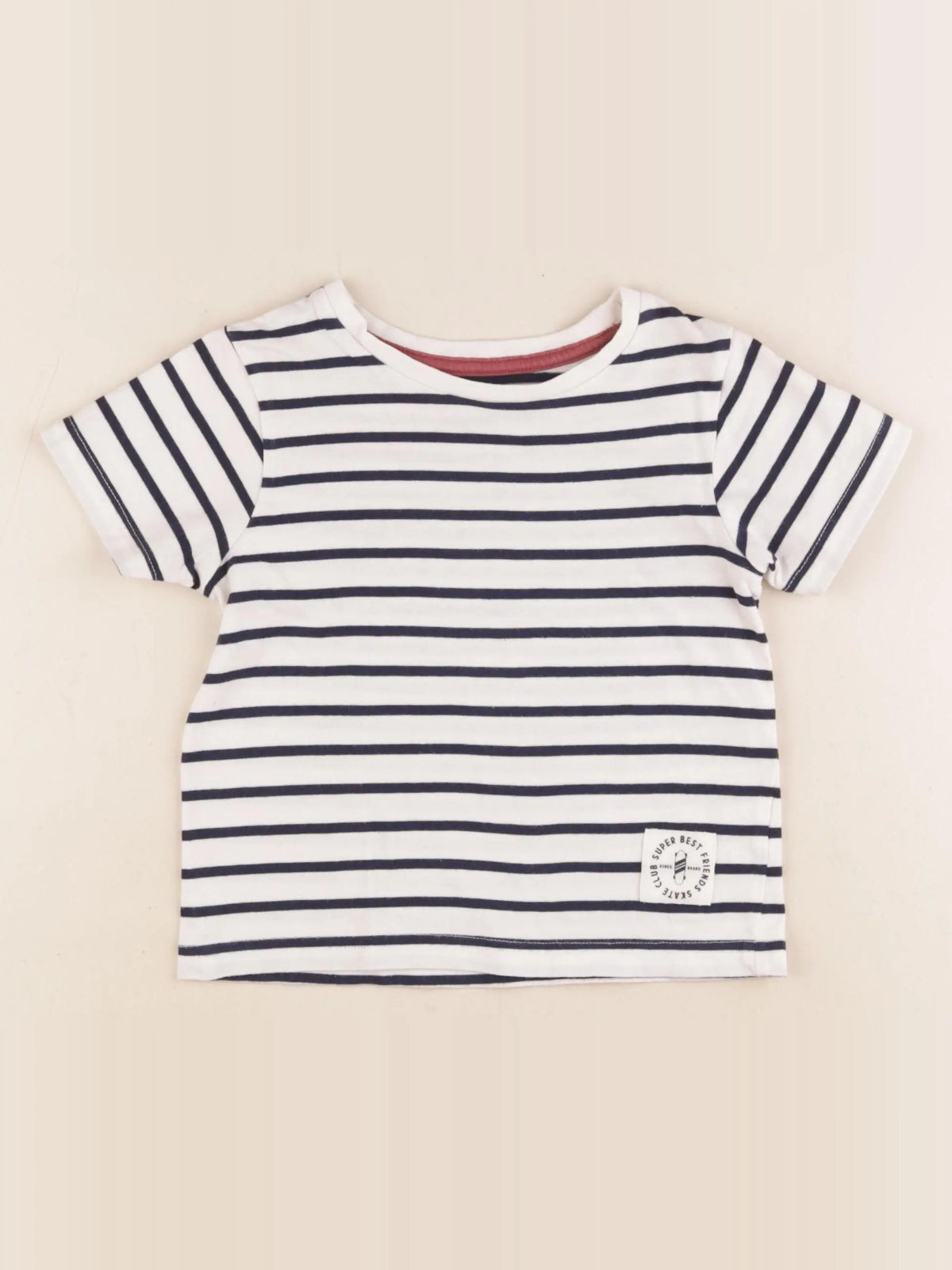 Vertbaudet - tee-shirt blanc, bleu - 4 ans