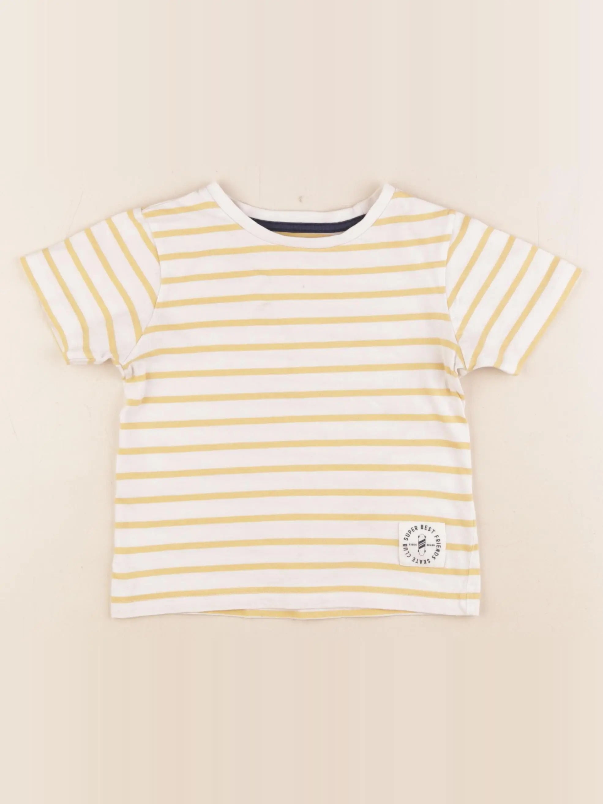 Vertbaudet - tee-shirt jaune, blanc - 4 ans