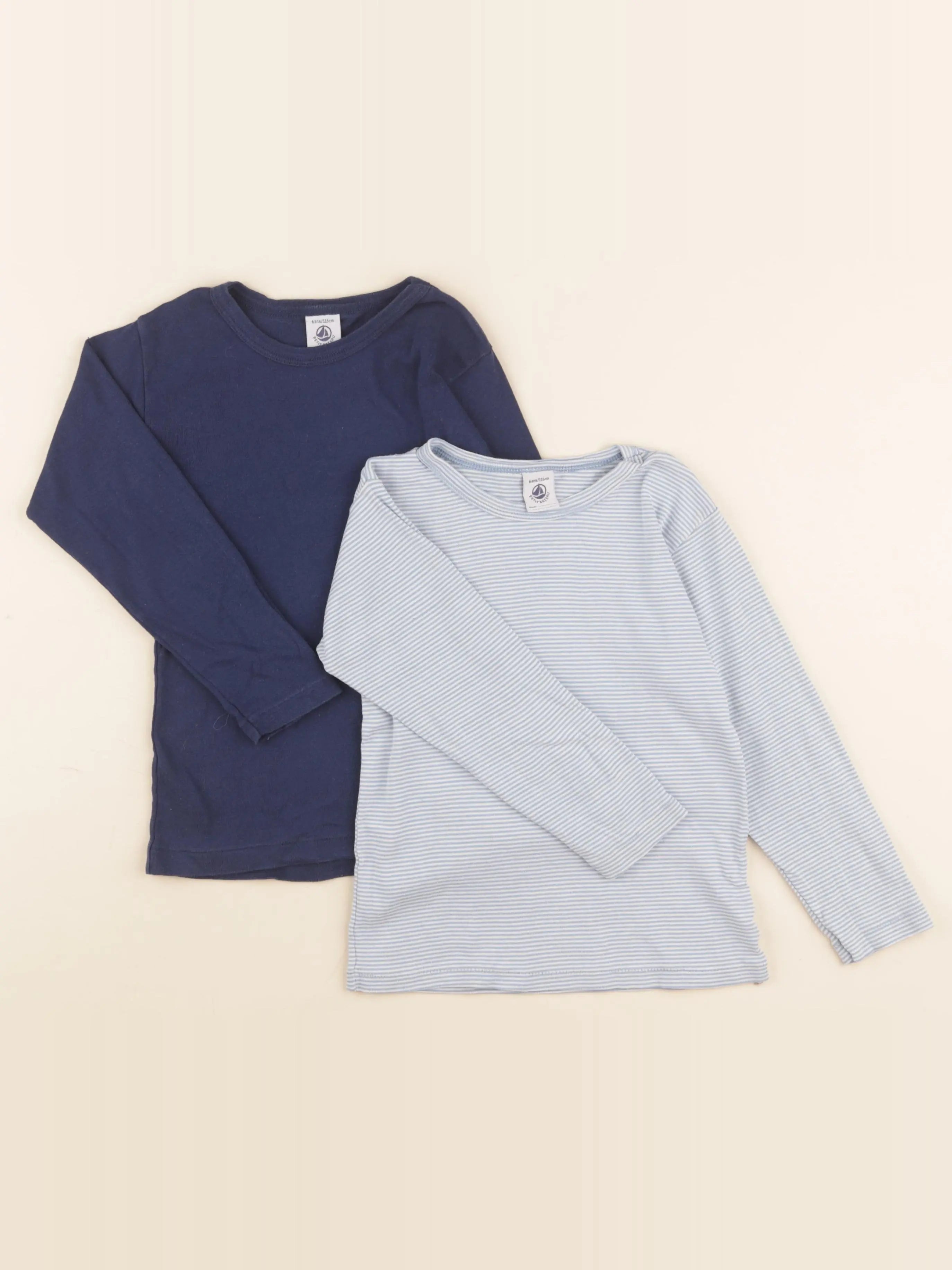 Petit Bateau - lot de 2 maillots de corps bleu - 6 ans