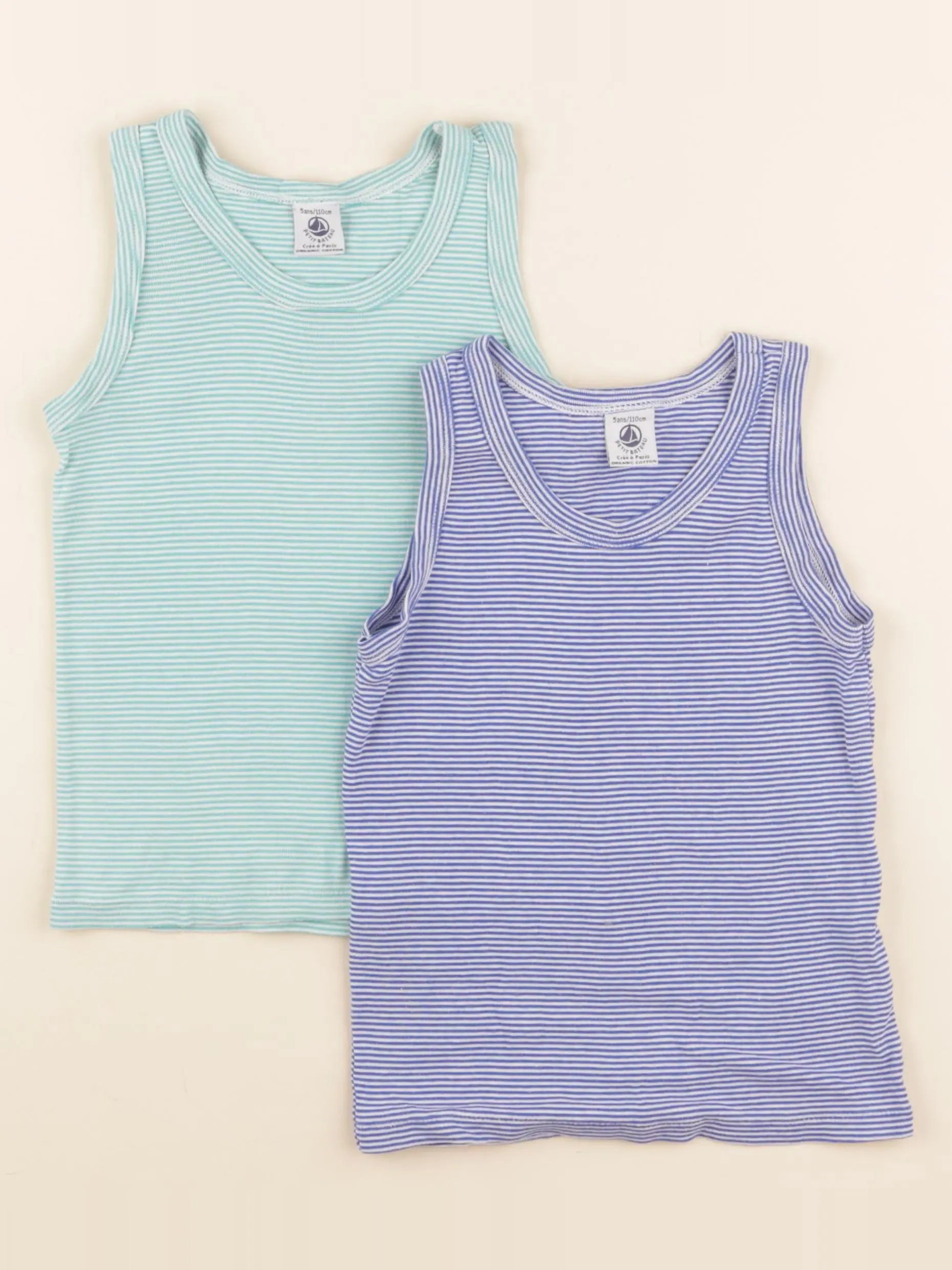 Petit Bateau - maillot de corps bleu, vert - 5 ans