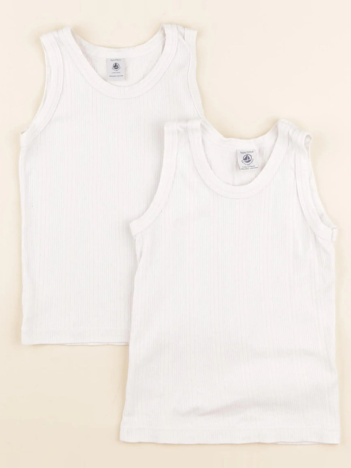 Petit Bateau - lot de 2 maillots de corps blanc - 5 ans