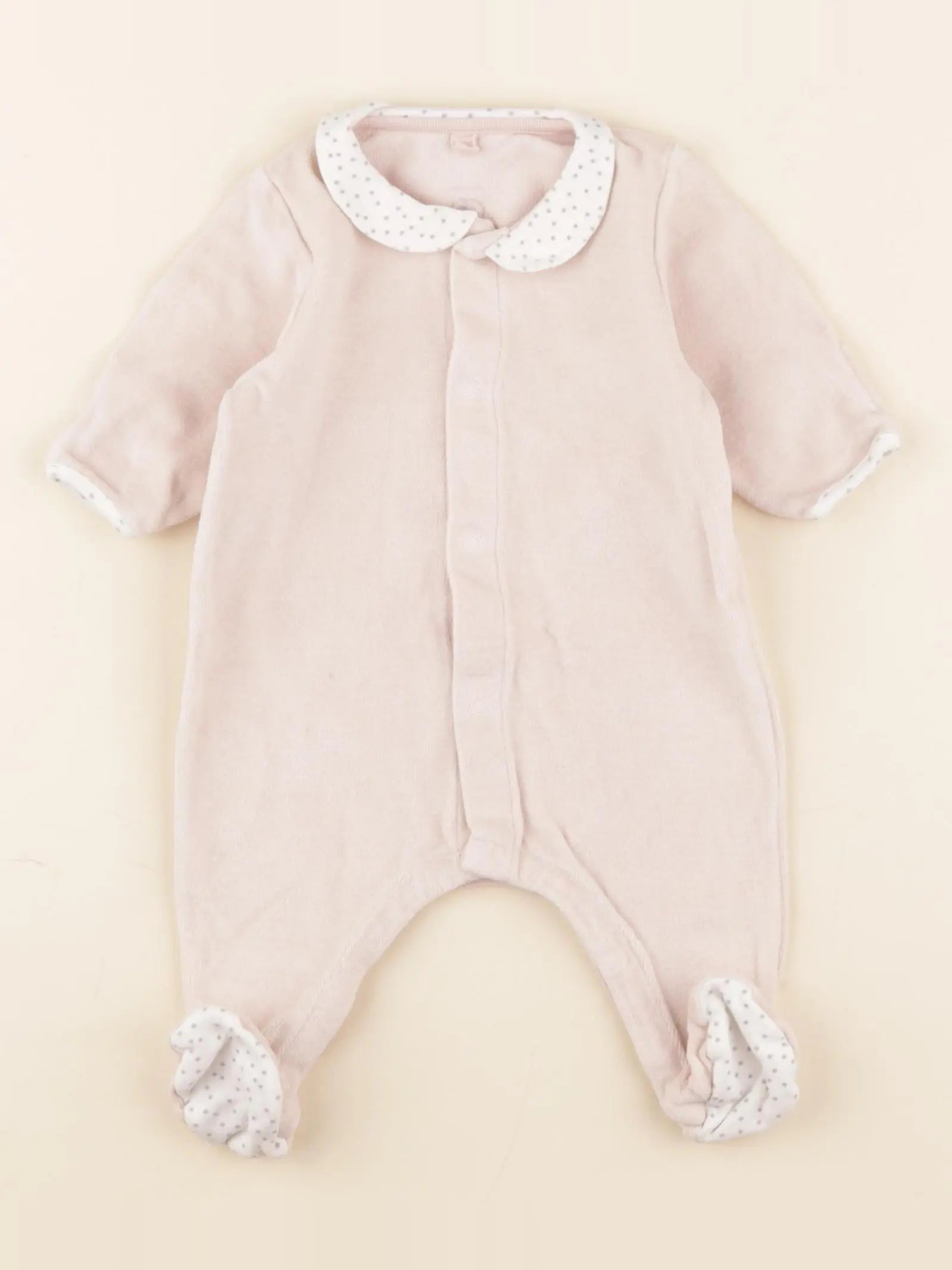 Petit Bateau - pyjama velours rose - 1 mois