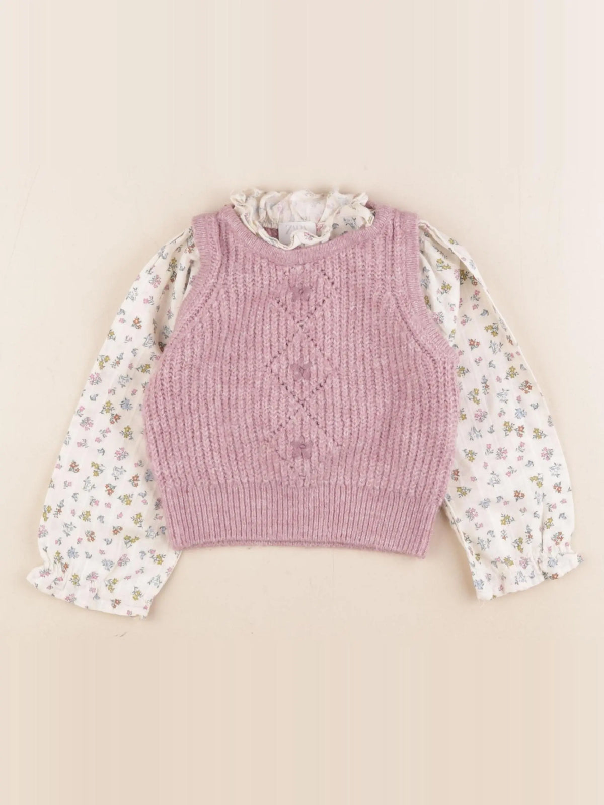 Zara - pull rose - 9/12 mois