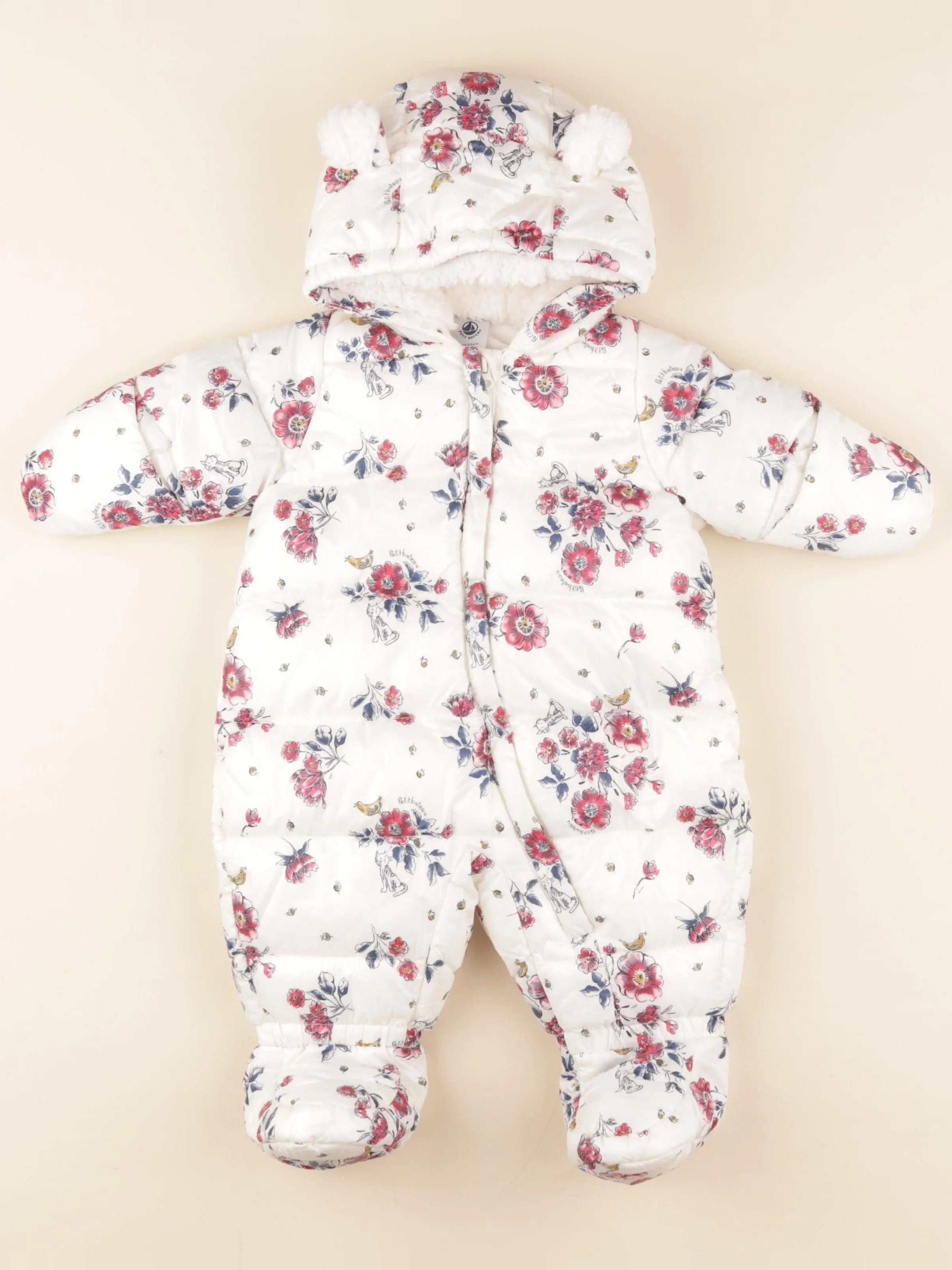 Petit Bateau - combi-pilote beige, rose - 3 mois