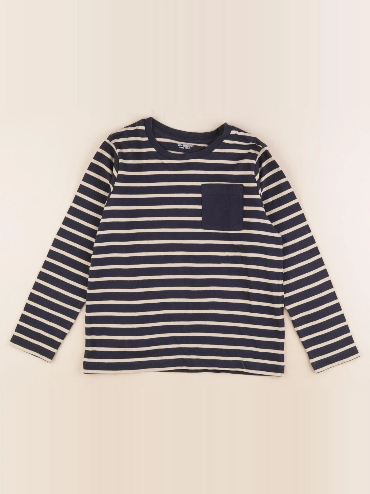 Vertbaudet - tee-shirt beige, bleu - 8 ans