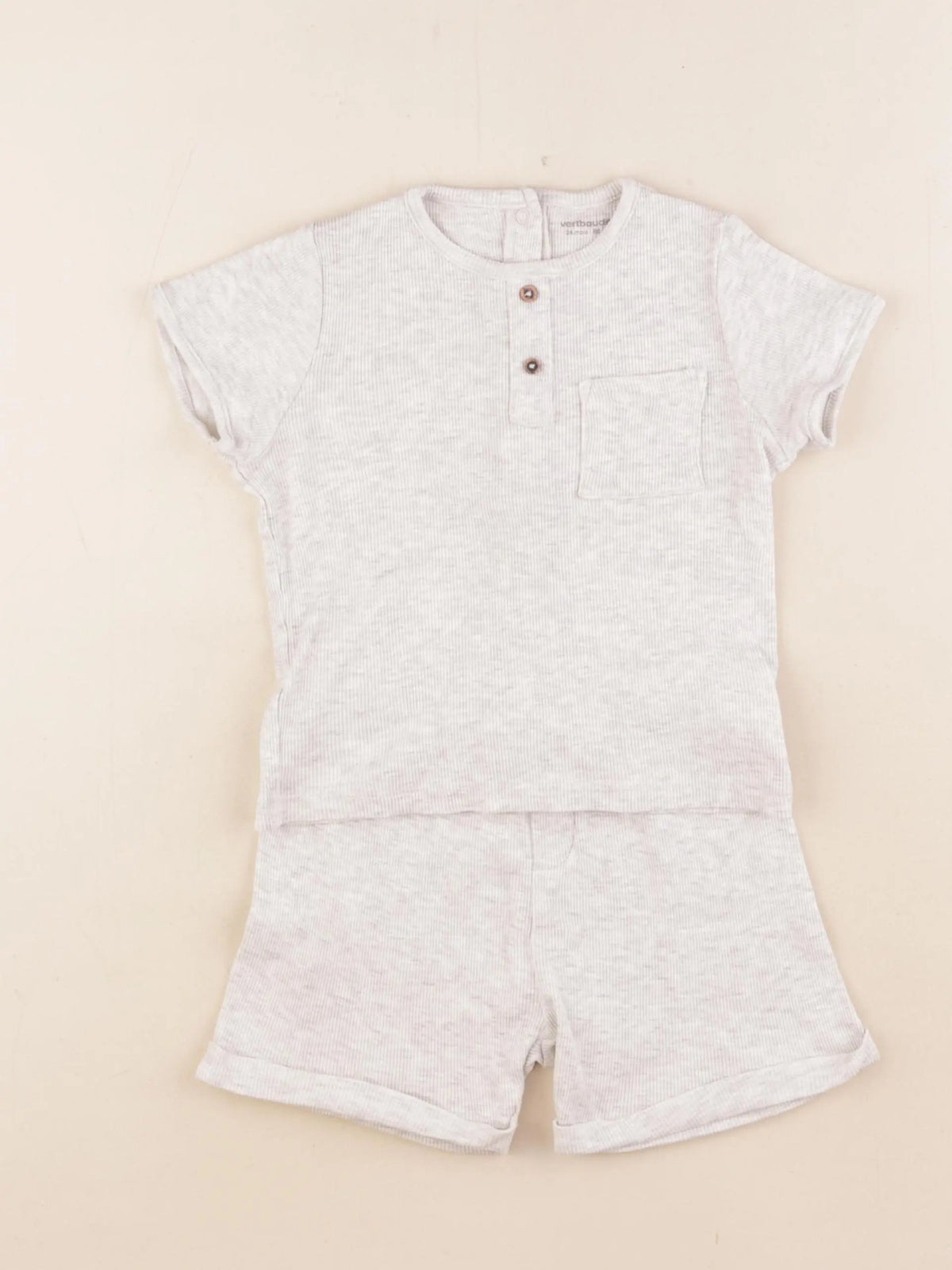 Vertbaudet - pyjama coton gris - 24 mois