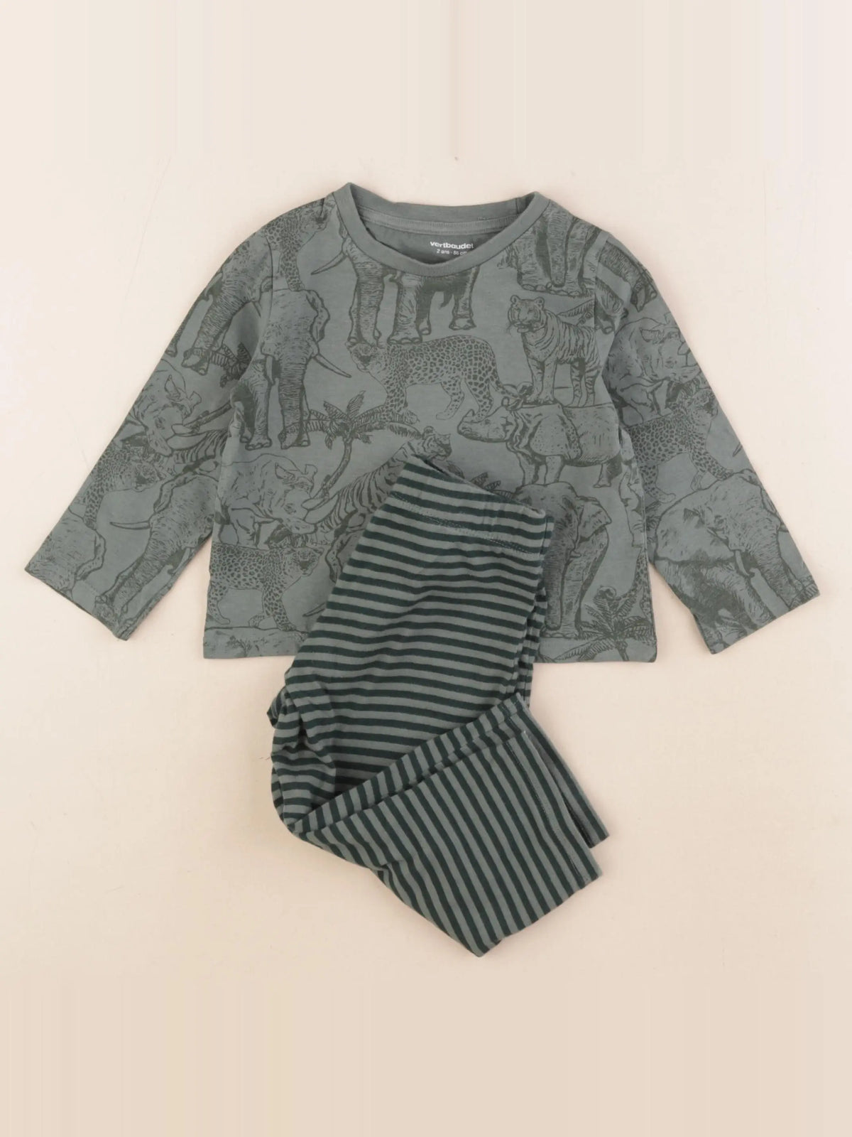 Vertbaudet - pyjama coton vert - 2 ans